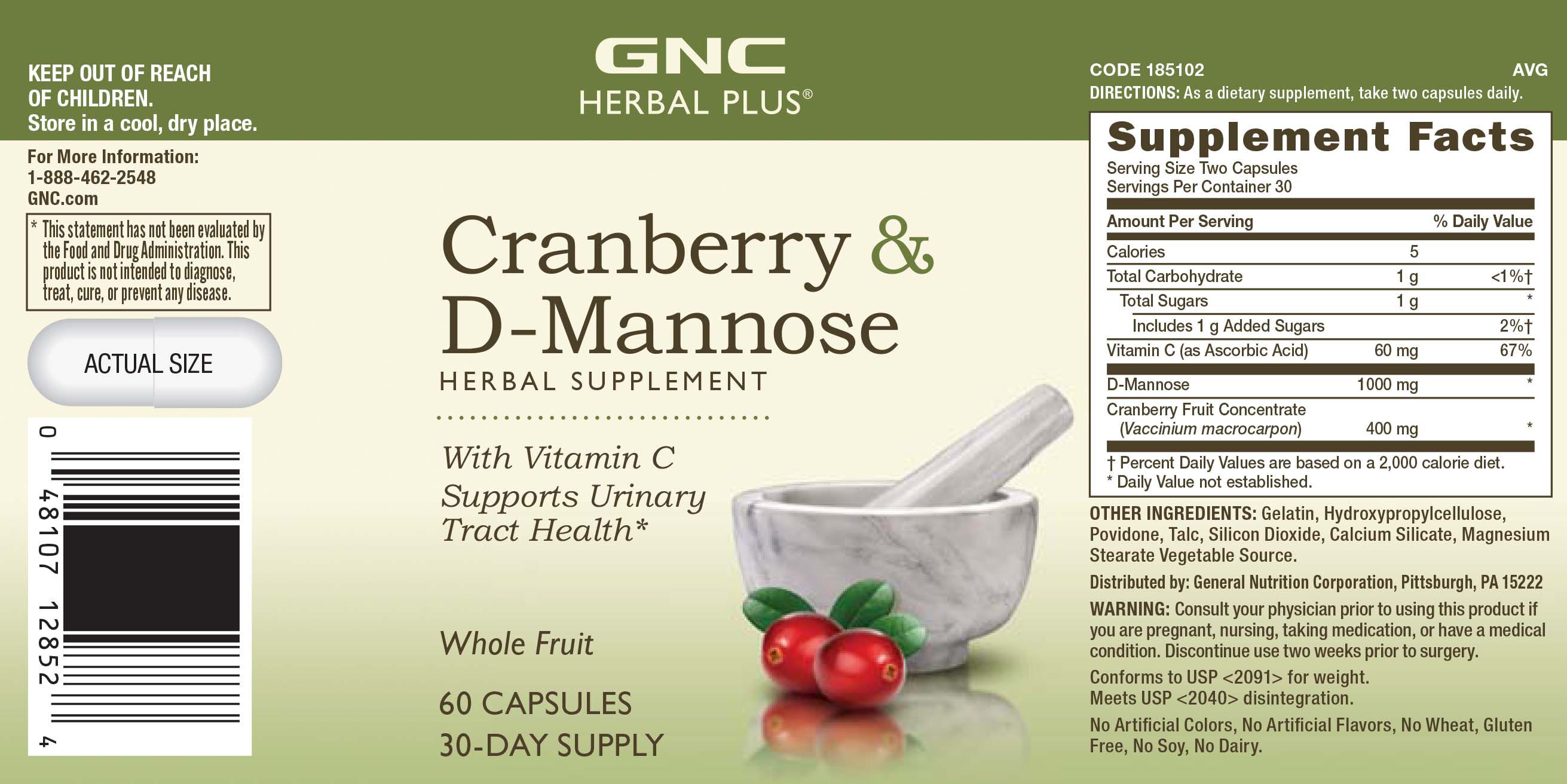 Gnc Herbal Plus Cranberry D Mannose Gnc