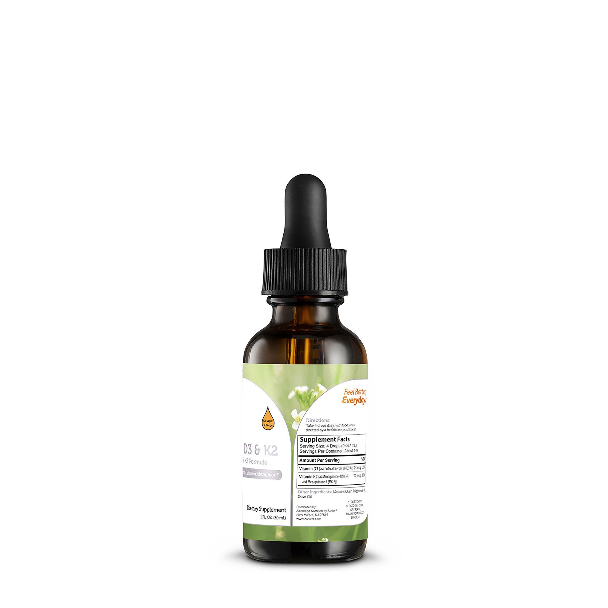 Vitamin D3 and K2 Liquid Supplement- 30mL (447 Servings)