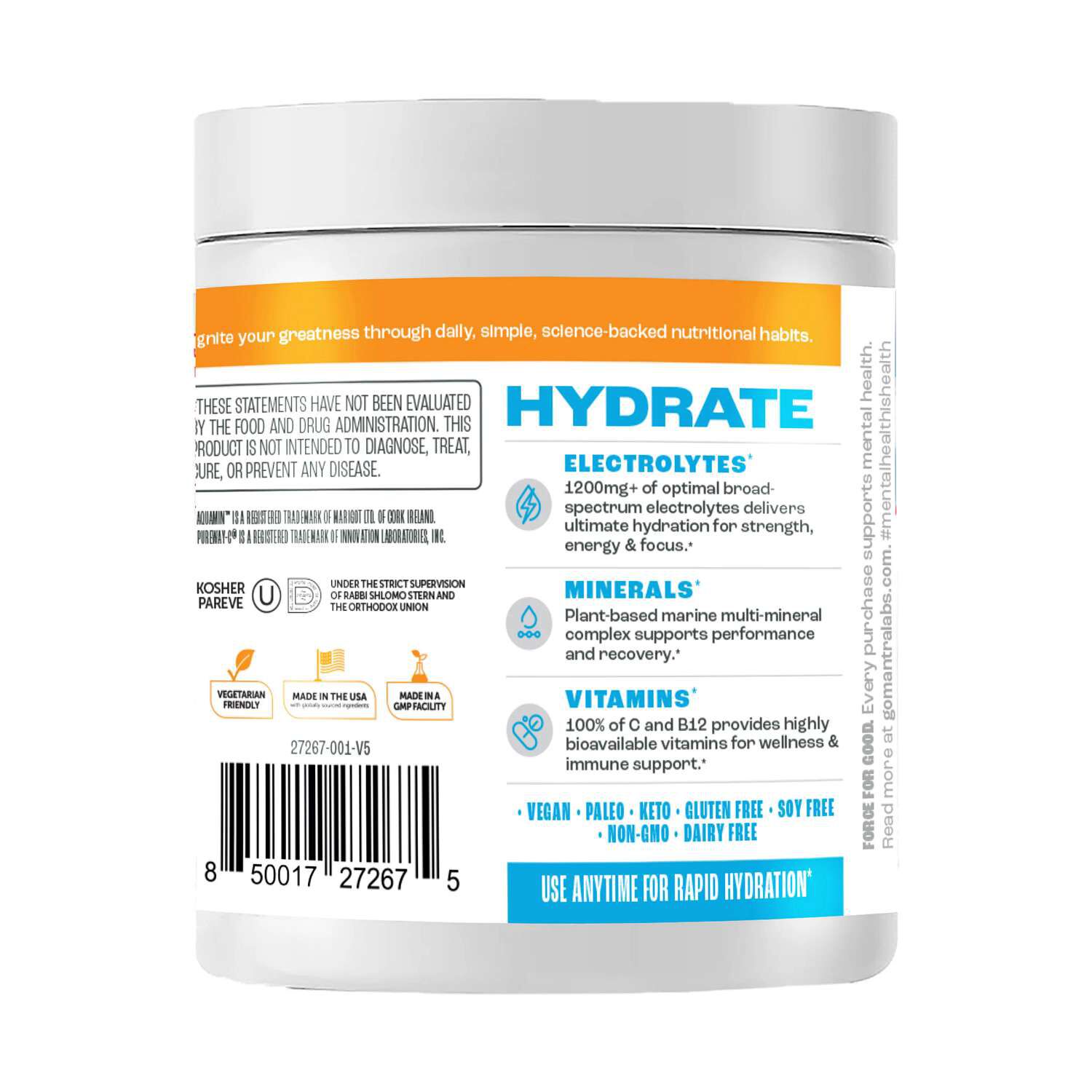 Mantra Hydrate - Lemonade - 5.3 oz (30 Servings)  | GNC