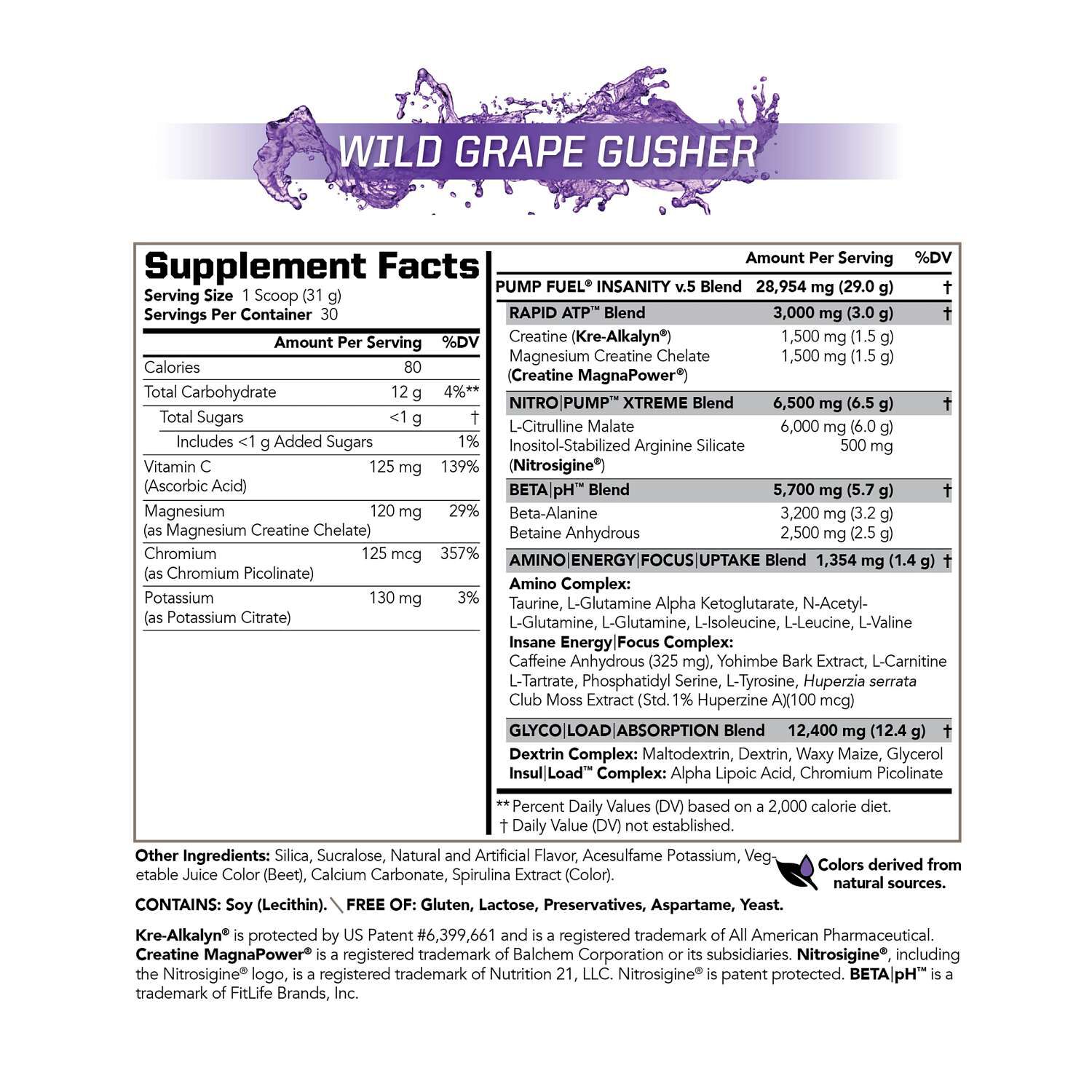 Ultra Pump Fuel&reg; Insanity - Wild Grape Gusher&nbsp;(30 Servings)
