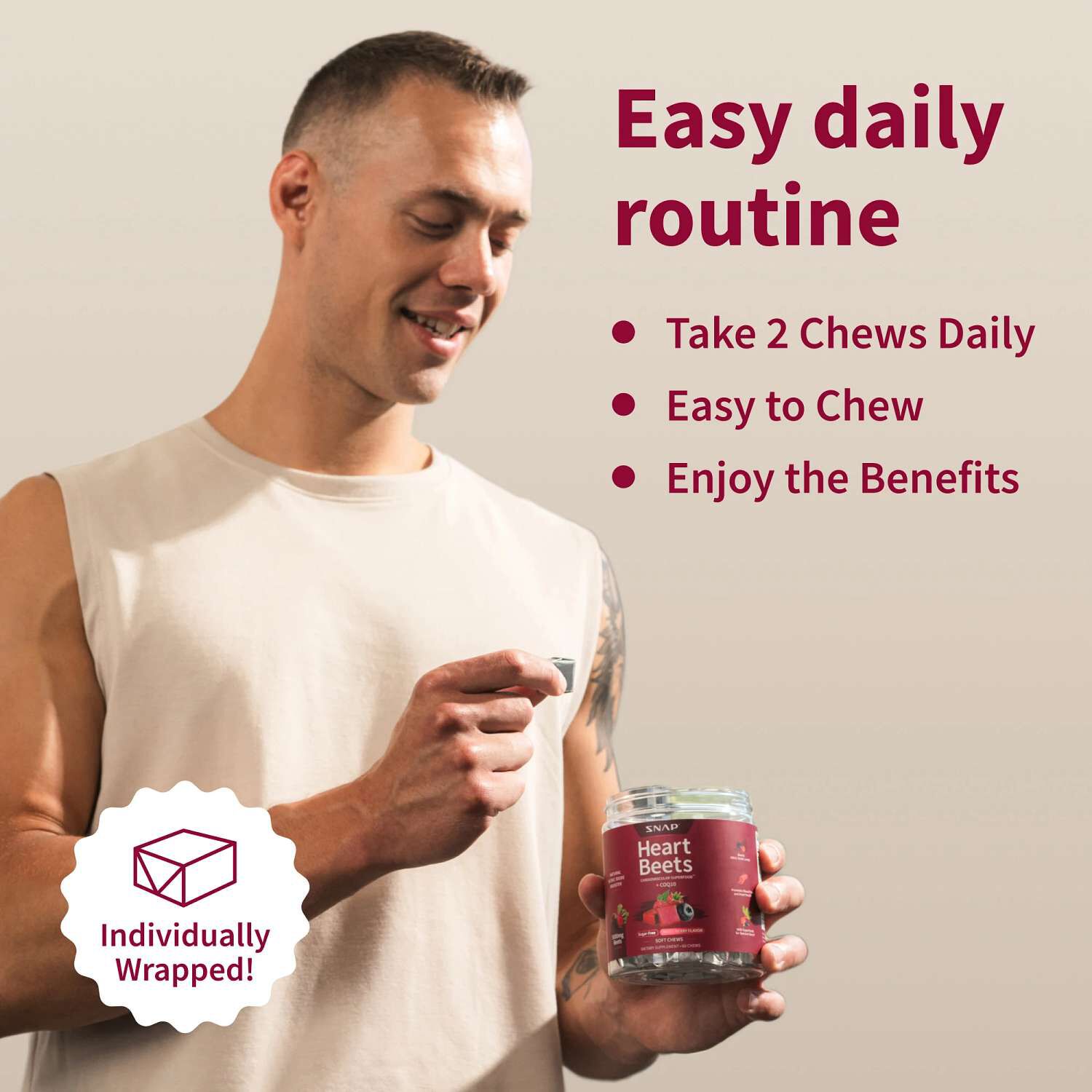 Heart Beets - Mixed Berry - 60 Chews (30 Servings)