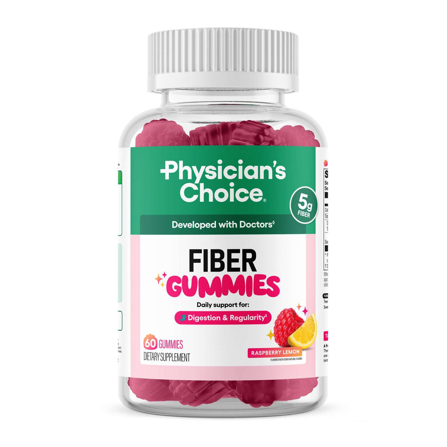 Fiber Gummies - Raspberry Lemon - 60 Gummies (30 Servings)