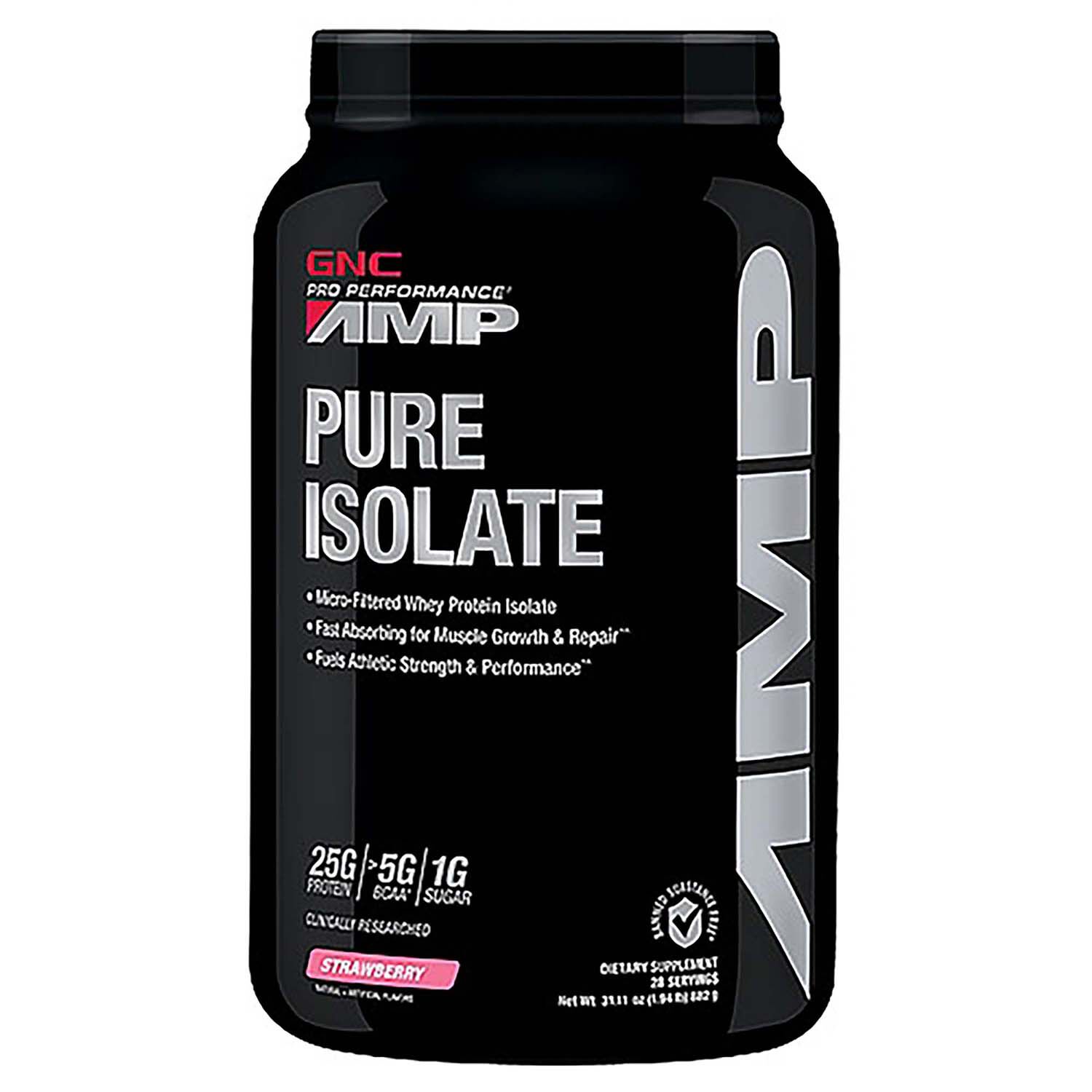 AMP Pure Whey Protein Isolate 25g Servings GNC