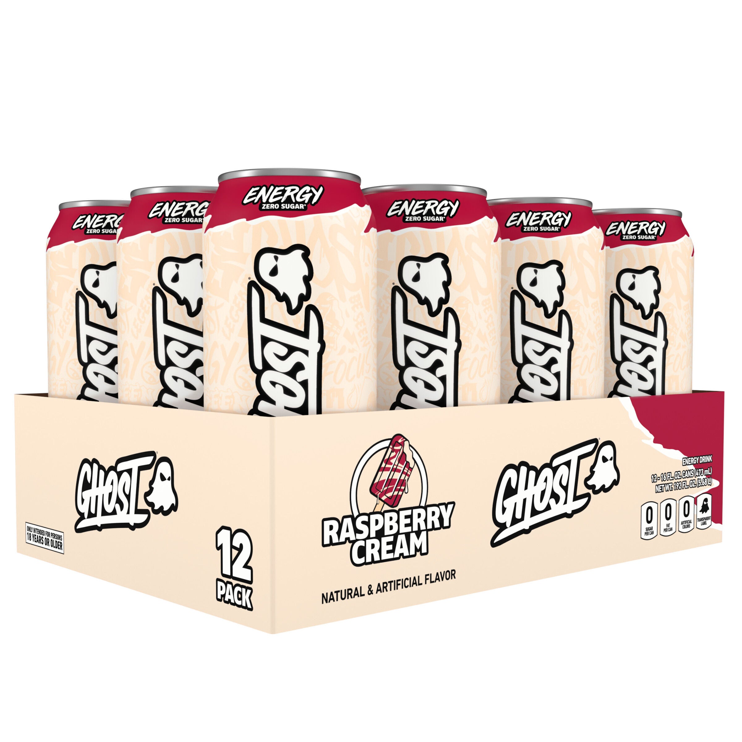 Energy Drink - Raspberry Cream - 16oz. (12 Cans) Raspberry Cream | GNC
