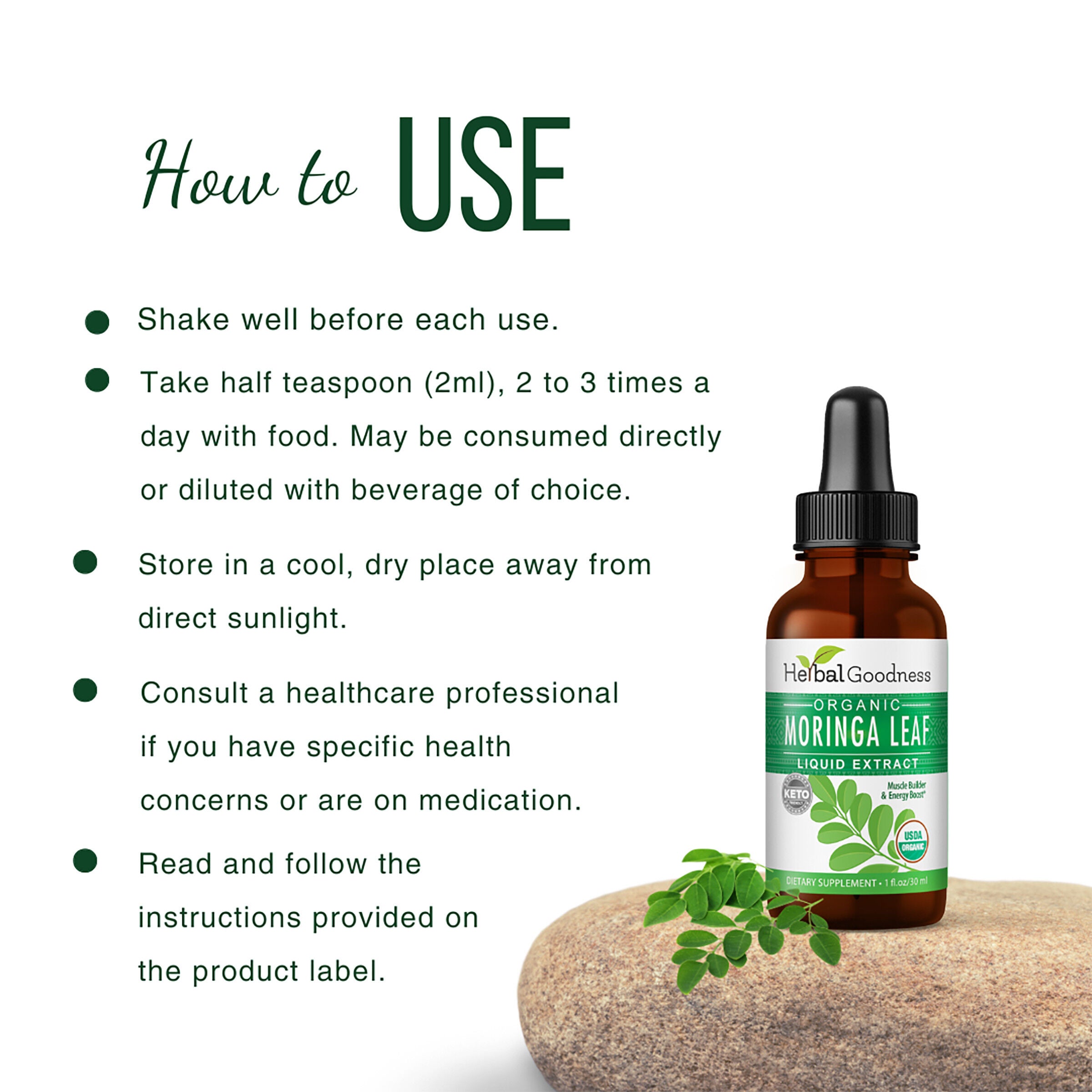 Organic Moringa Leaf Liquid Extract - 1 fl oz. (24 Servings)  | GNC