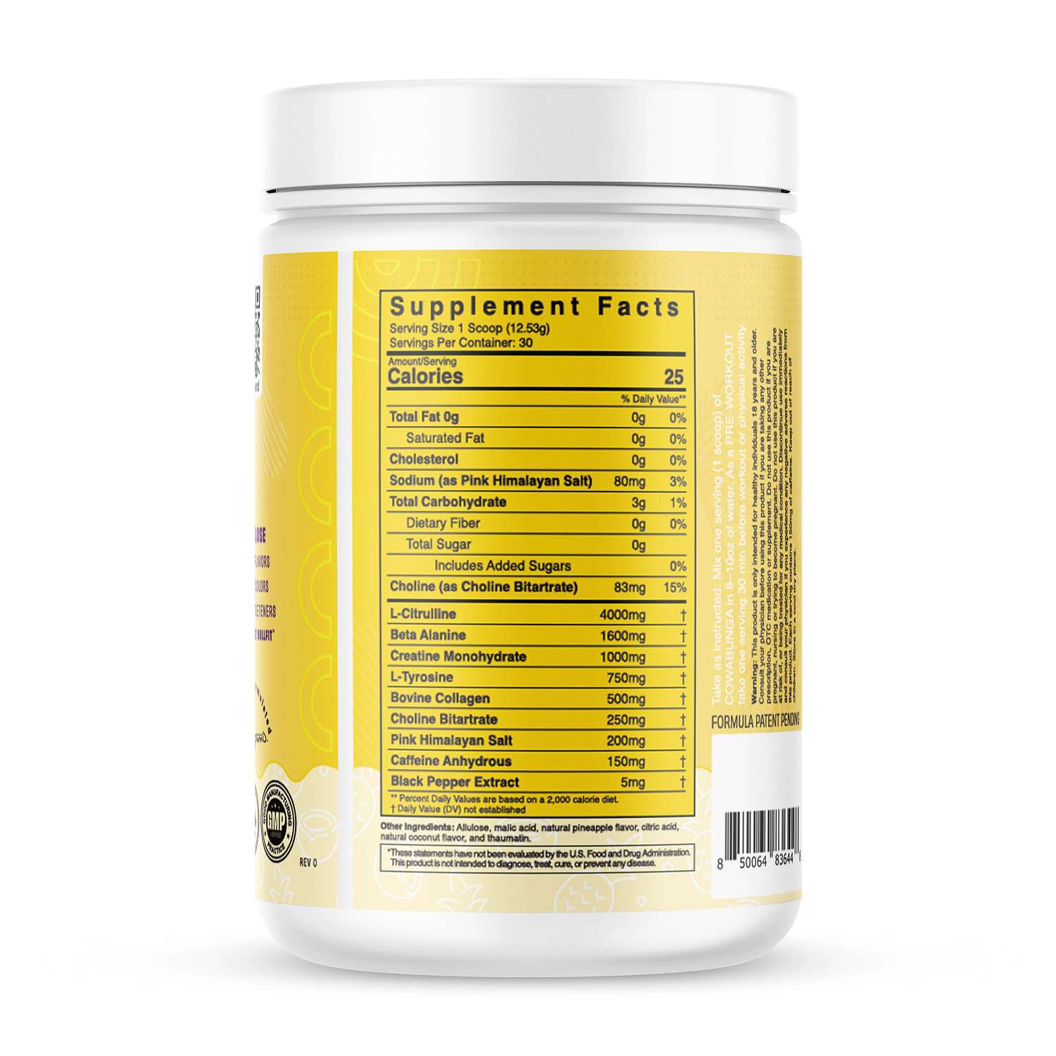 Cowabunga Pre-Workout - Pina Colada (30 Servings)