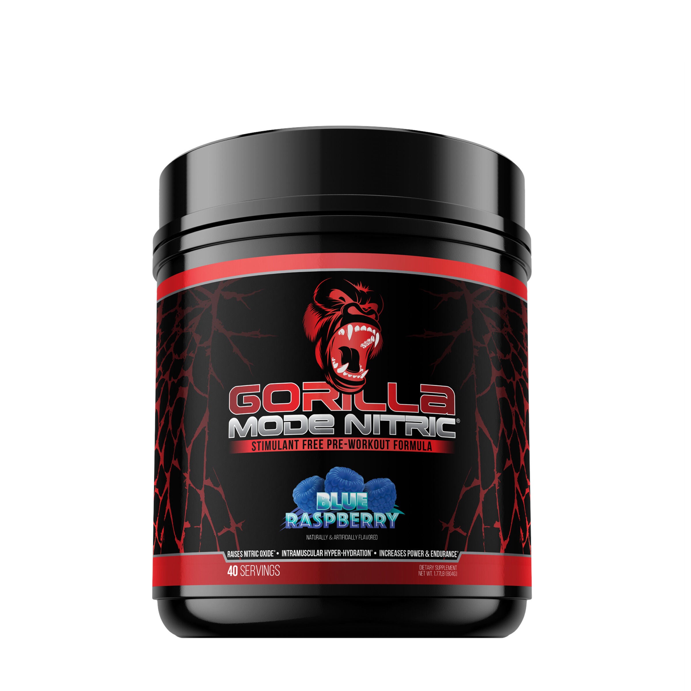 Gorilla Mode Nitric Stim Free Pre-Workout - Blue Raspberry (40 Servings)  | GNC