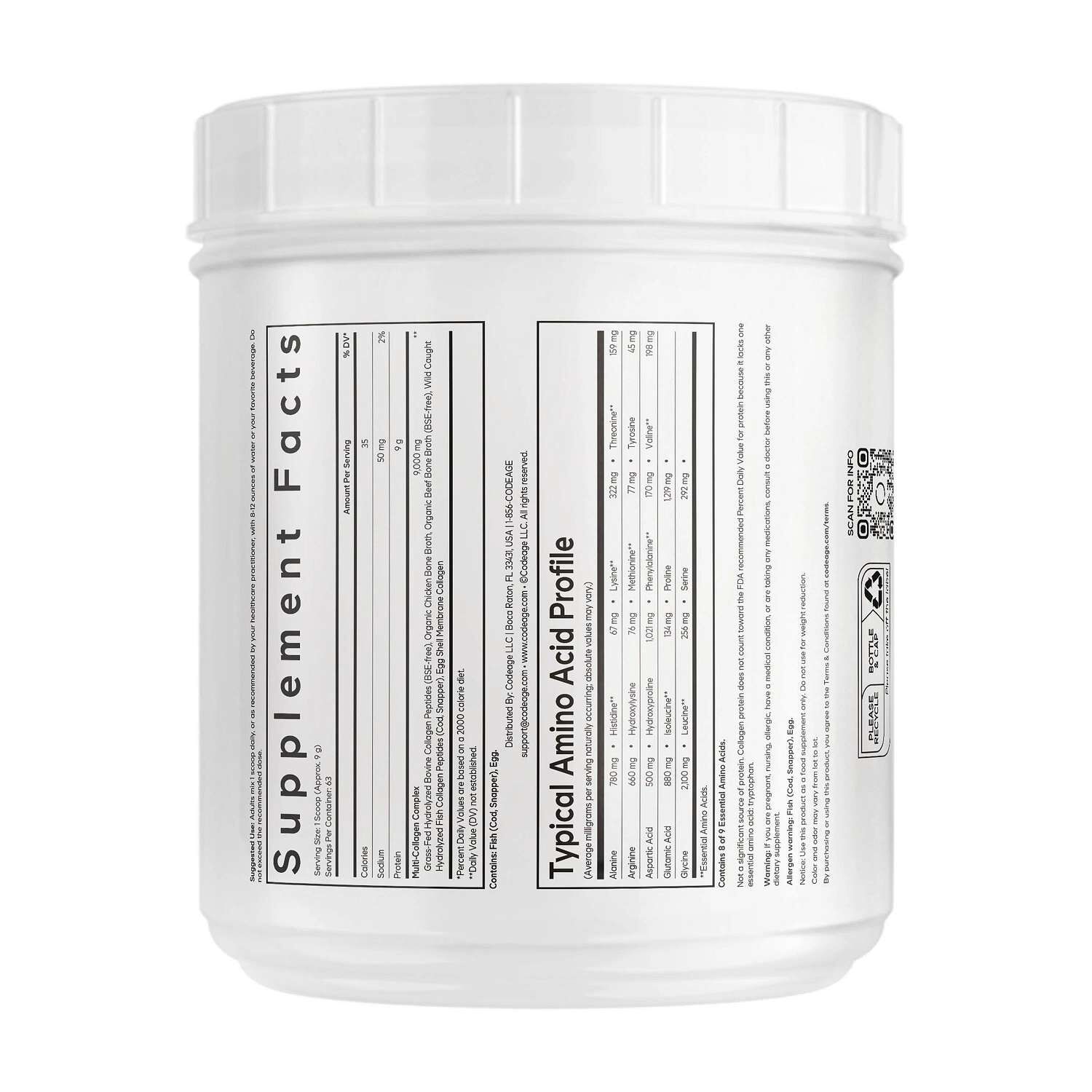 Hydrolyzed Multi Collagen Peptides Powder Type I - II - III - V and X - 20 oz. (63 Servings)  | GNC