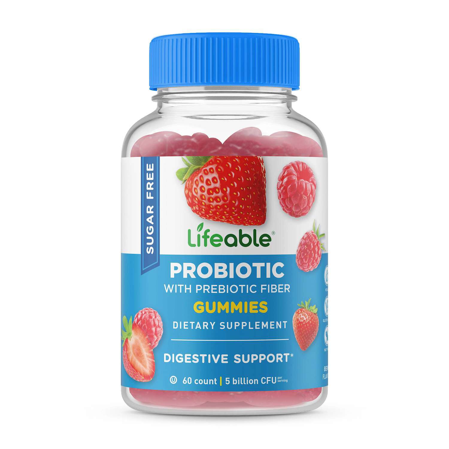 Sugar Free Probiotic and Fiber - 60 Gummies (30 Servings)