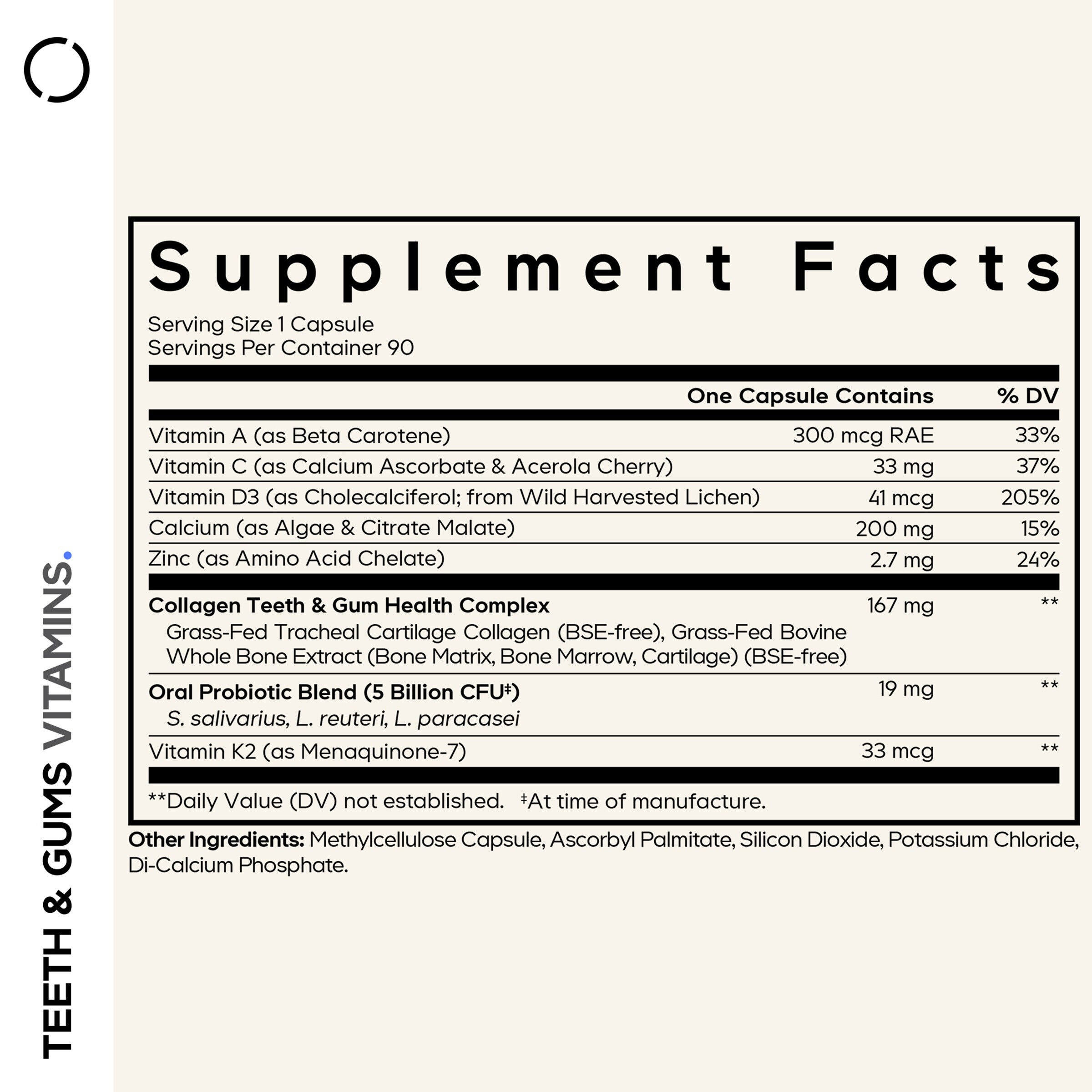 Teeth &amp; Gums Vitamins - Daily Multivitamins &amp; Minerals + Collagen - 90 Capsules (90 Servings)  | GNC