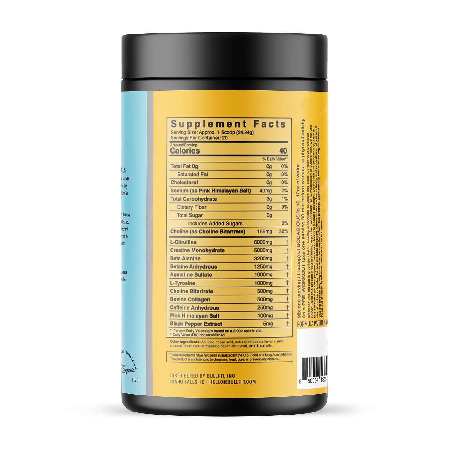 Bodacious Pre-Workout - Pina Colada (20 Servings)