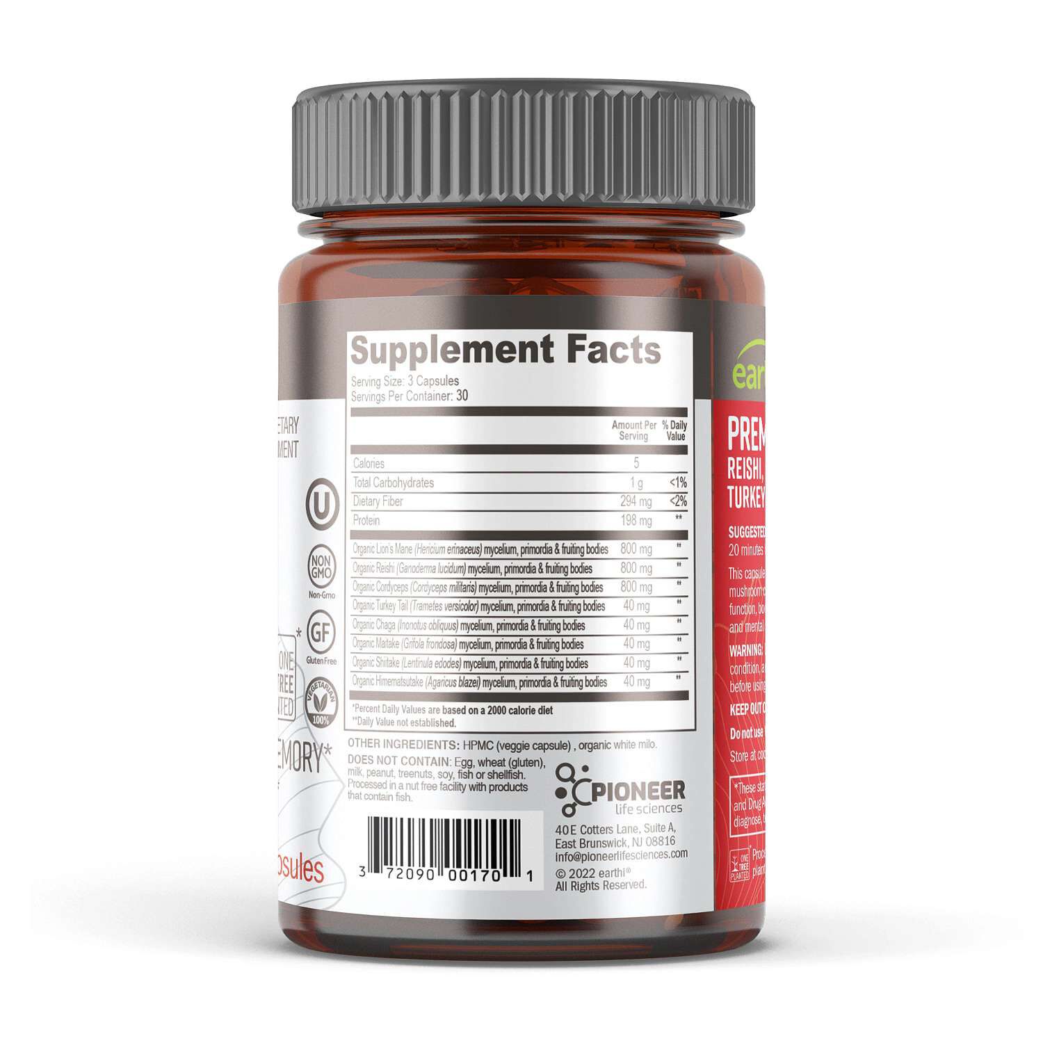 Premium Mushroom Blend 2600mg - 90 Capsules (30 Servings)  | GNC