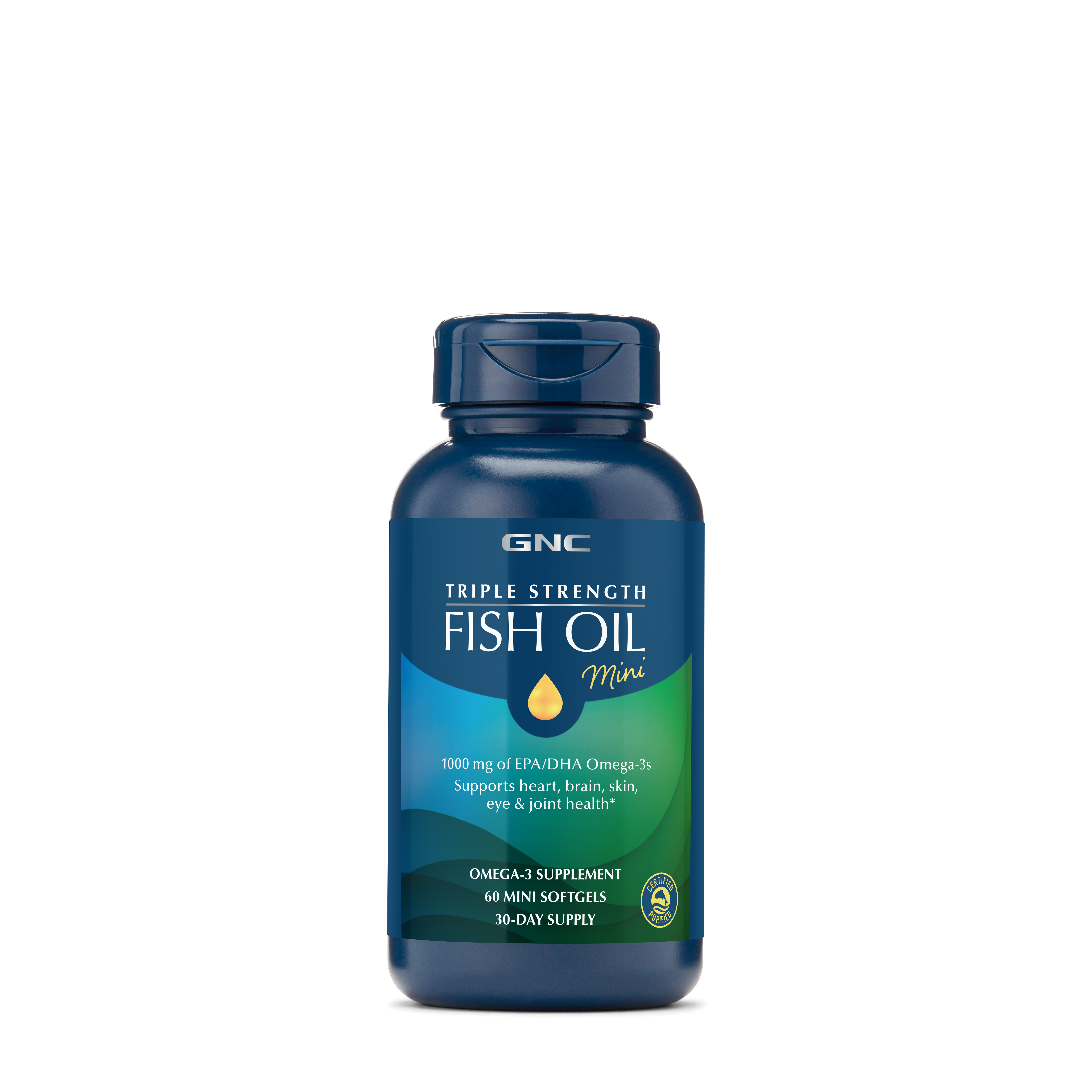 GNC Triple Strength Fish Oil Mini 60 Softgels (30 Servings) 60 Mini