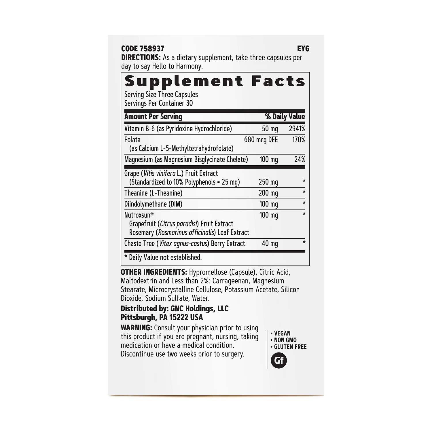 Hello Harmony - 90 Capsules (30 Servings)