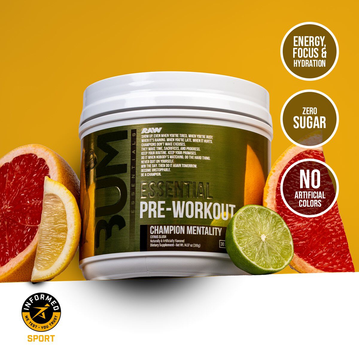 Raw Nutrition - Champion Mentality: Essential Pre-Workout - Citrus
