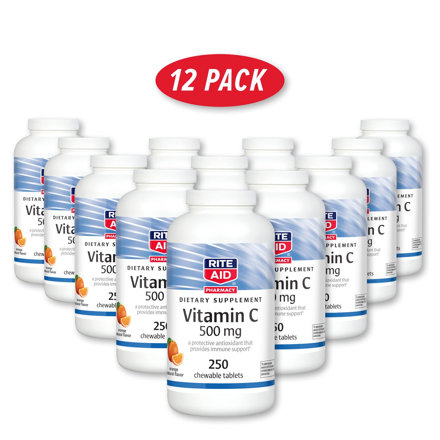 Vitamin C 500mg Orange 250 Tablets 12 Packs GNC