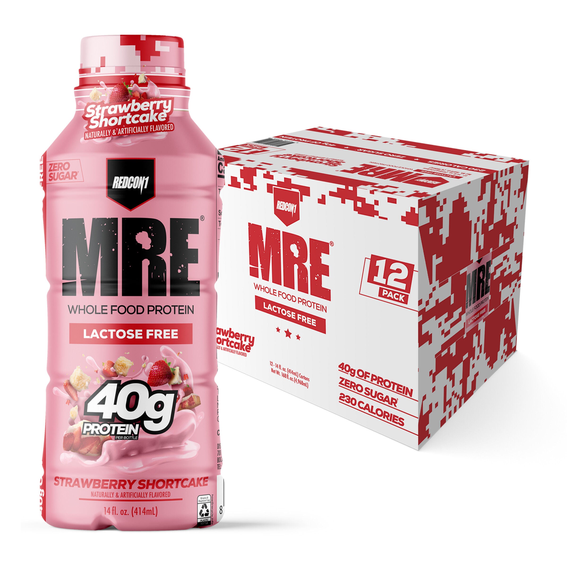 MRE Whole Food Protein RTD - Strawberry Shortcake - 14 fl oz. (12 Bottles) | GNC