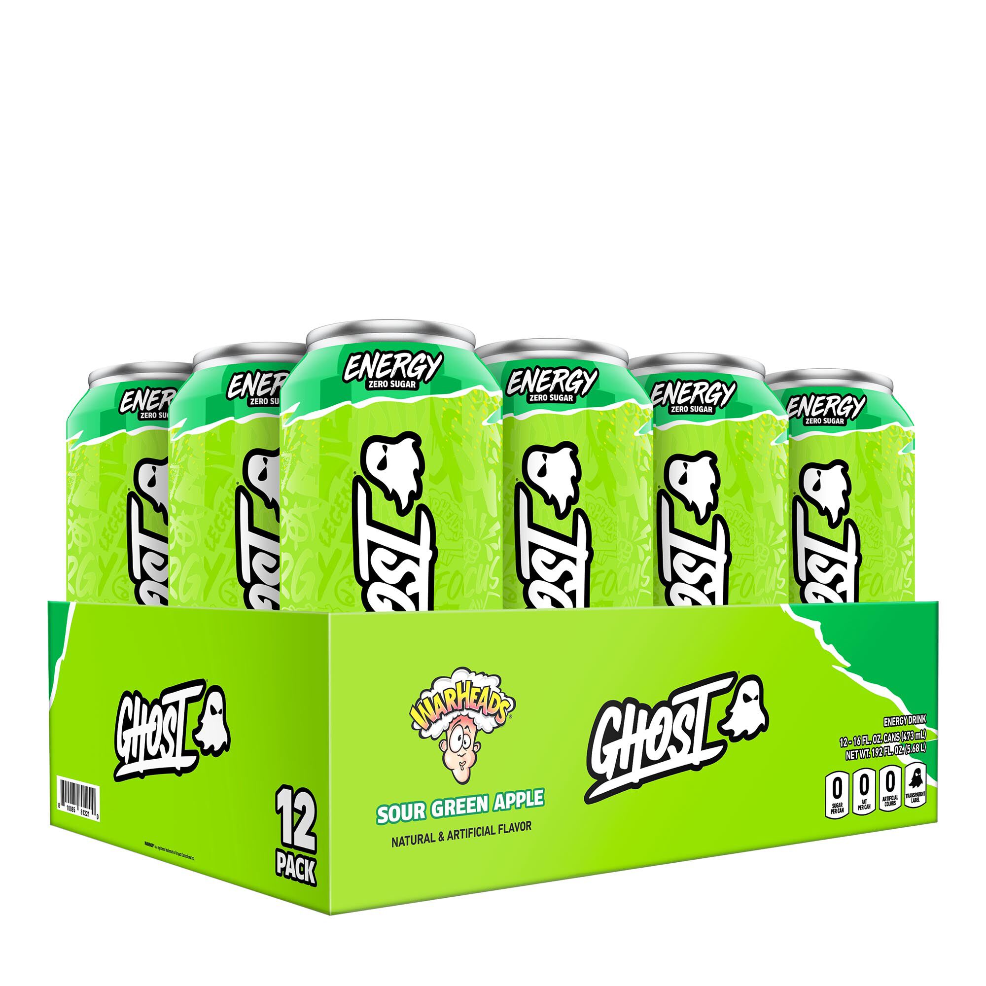 Energy Drink - Warheads&reg; Sour Green Apple - 16oz. &#40;12 Cans&#41; Warheads&reg; Sour Green Apple | GNC