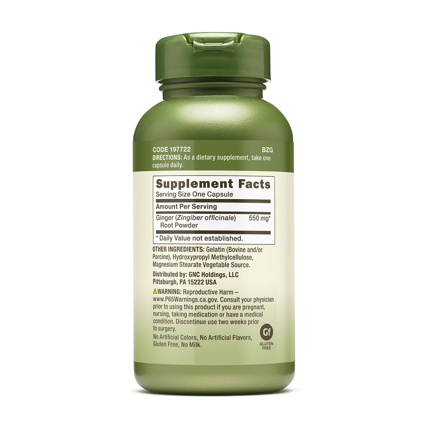 Ginger Root 550mg - 100 Capsules (100 Servings)