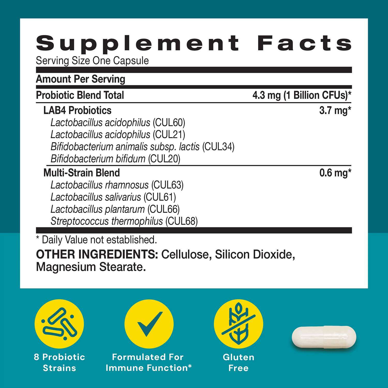 Gut Health 1 Billion Probiotic - 100 Vegetarian Capsules (100 Servings)  | GNC