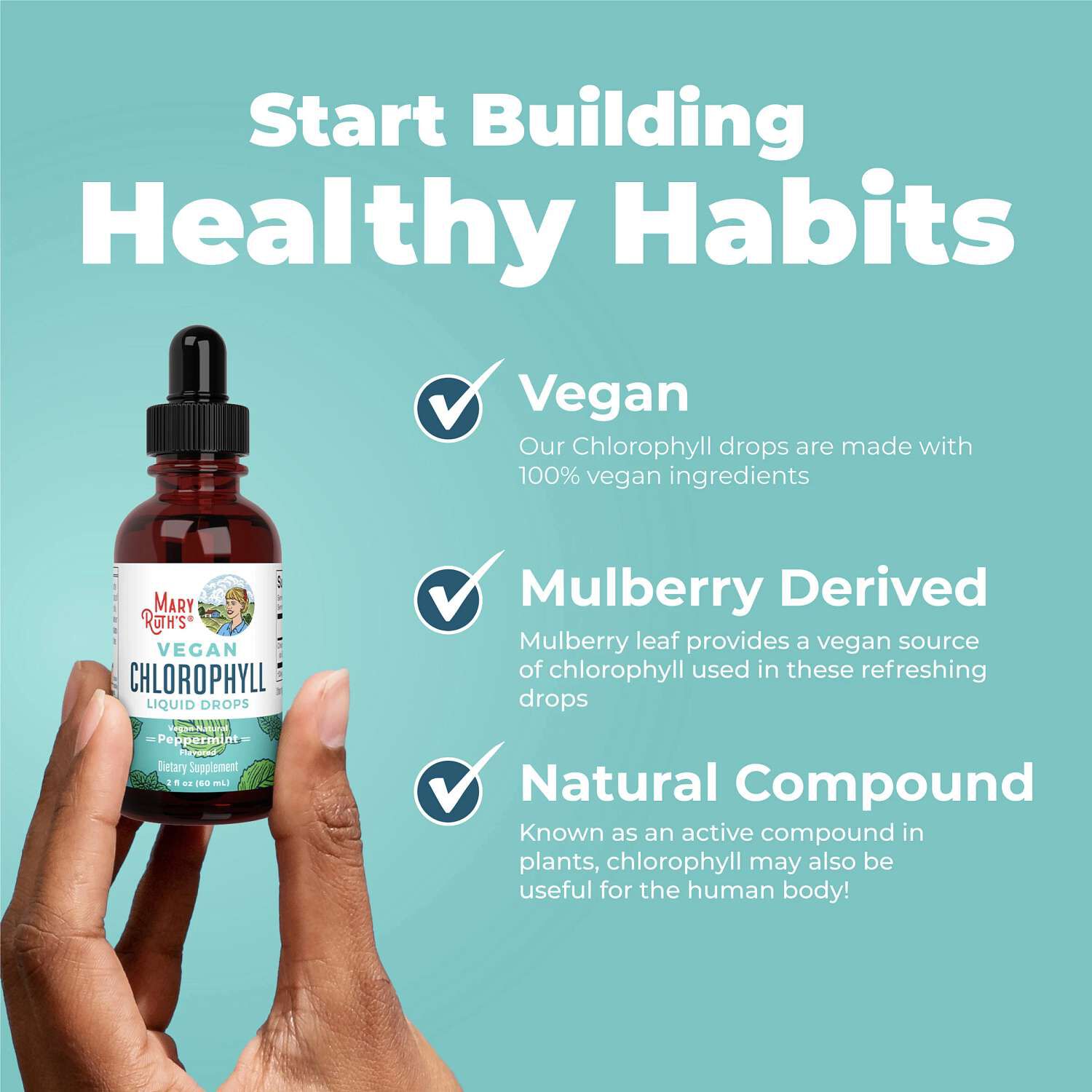Vegan Chlorophyll Liquid Drops - Peppermint - 2 fl oz (30 Servings)