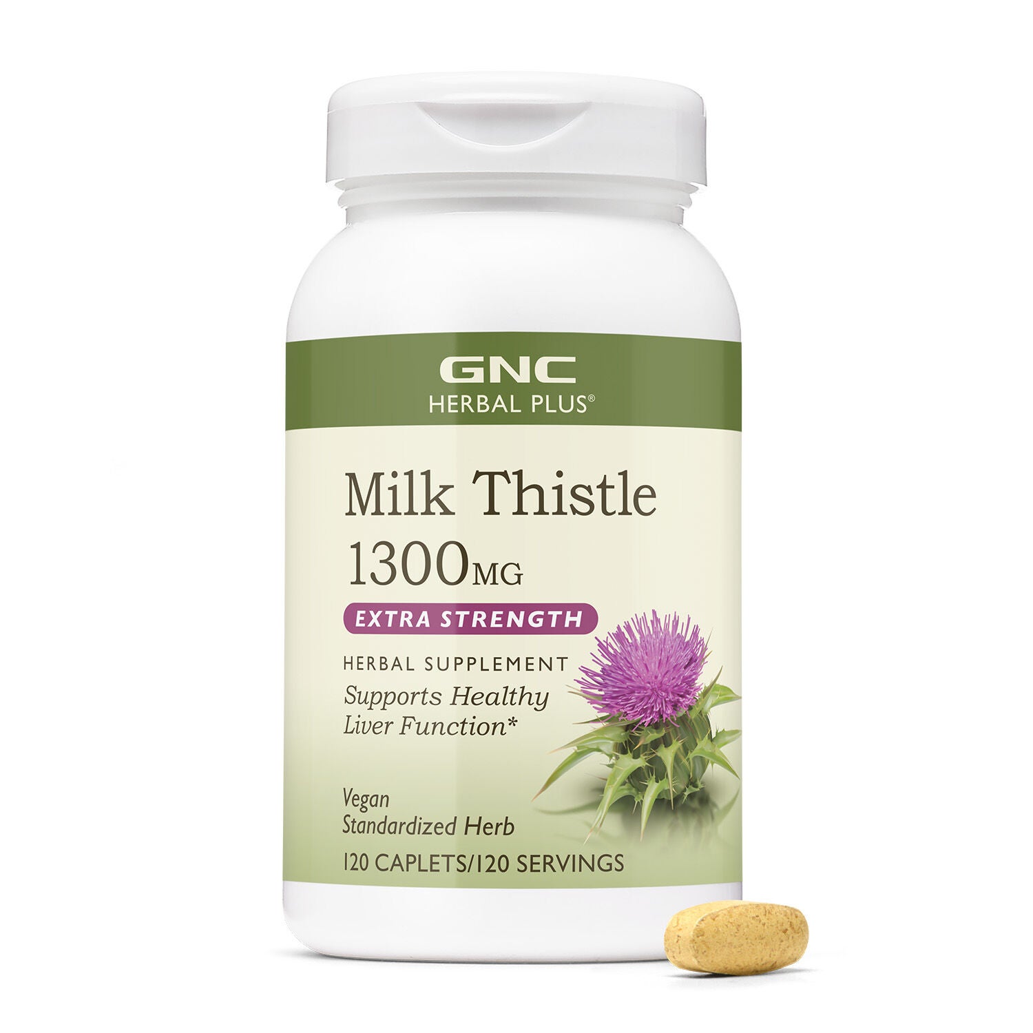 Milk Thistle Extra Strength 1300mg - 120 Caplets (120 Servings)  | GNC
