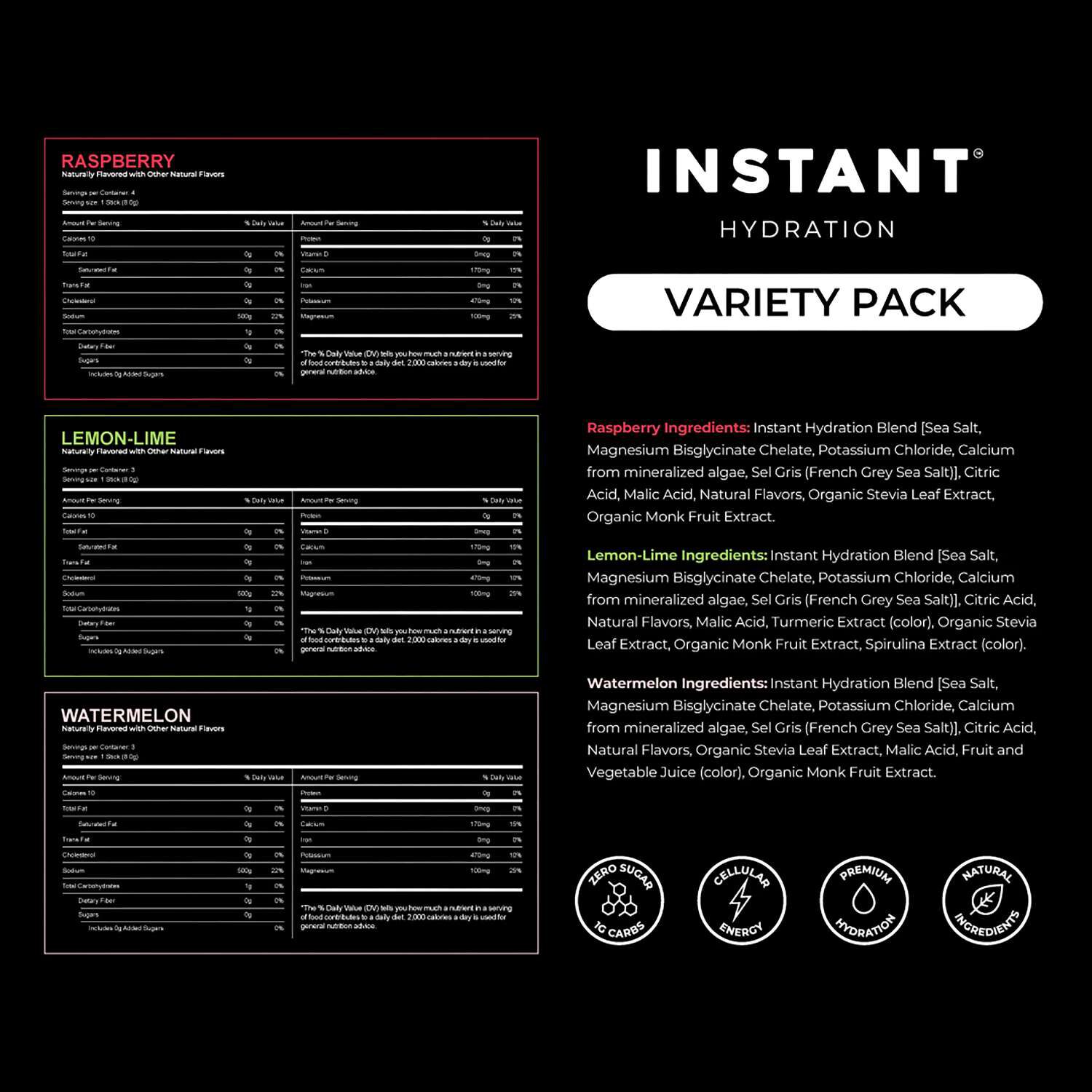 Premium Electrolyte Drink Mix - Variety Pack (10 Stick Packs) Variety | GNC