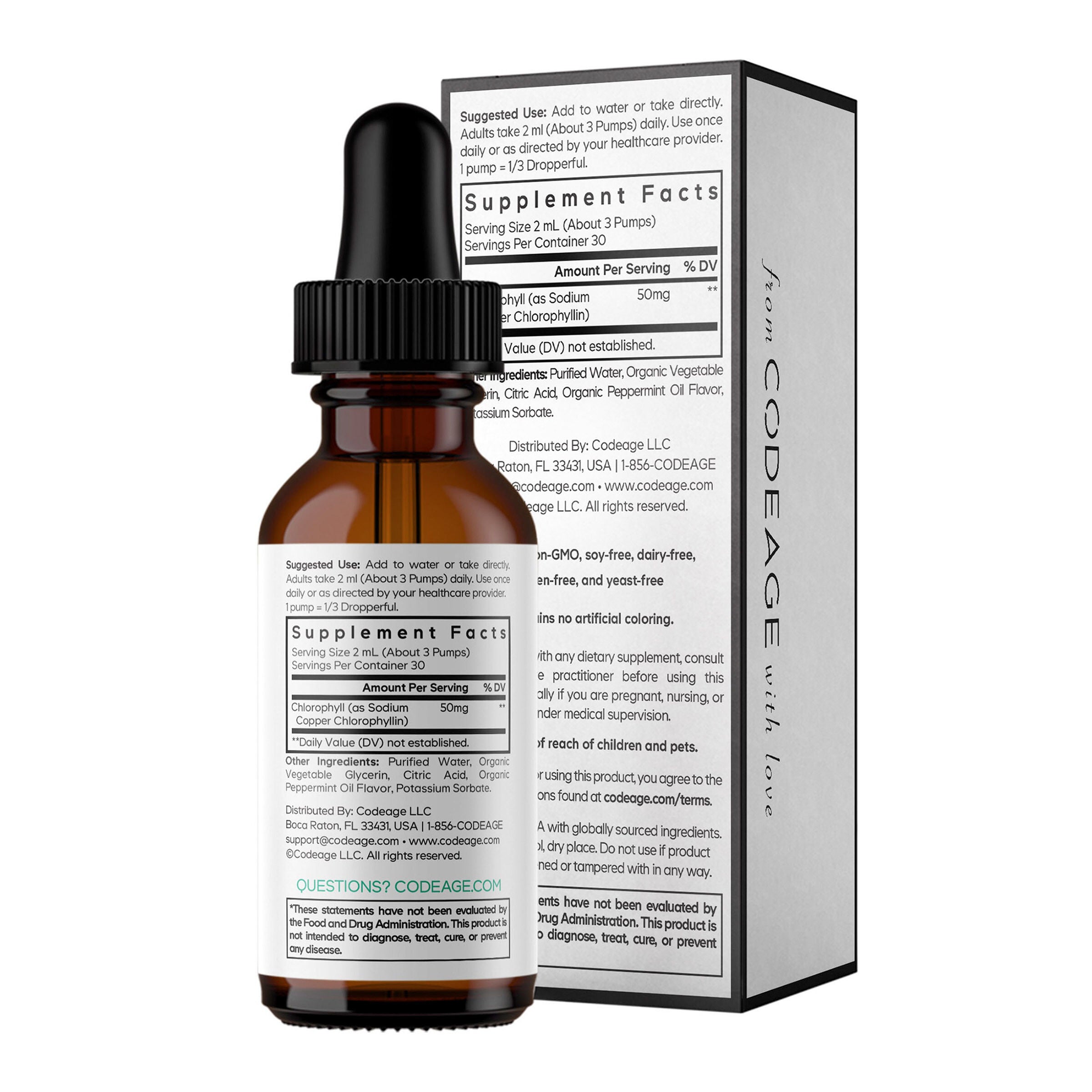 Chlorophyll Liquid Drops 50 mg - Peppermint - 2 oz. (30 Servings)
