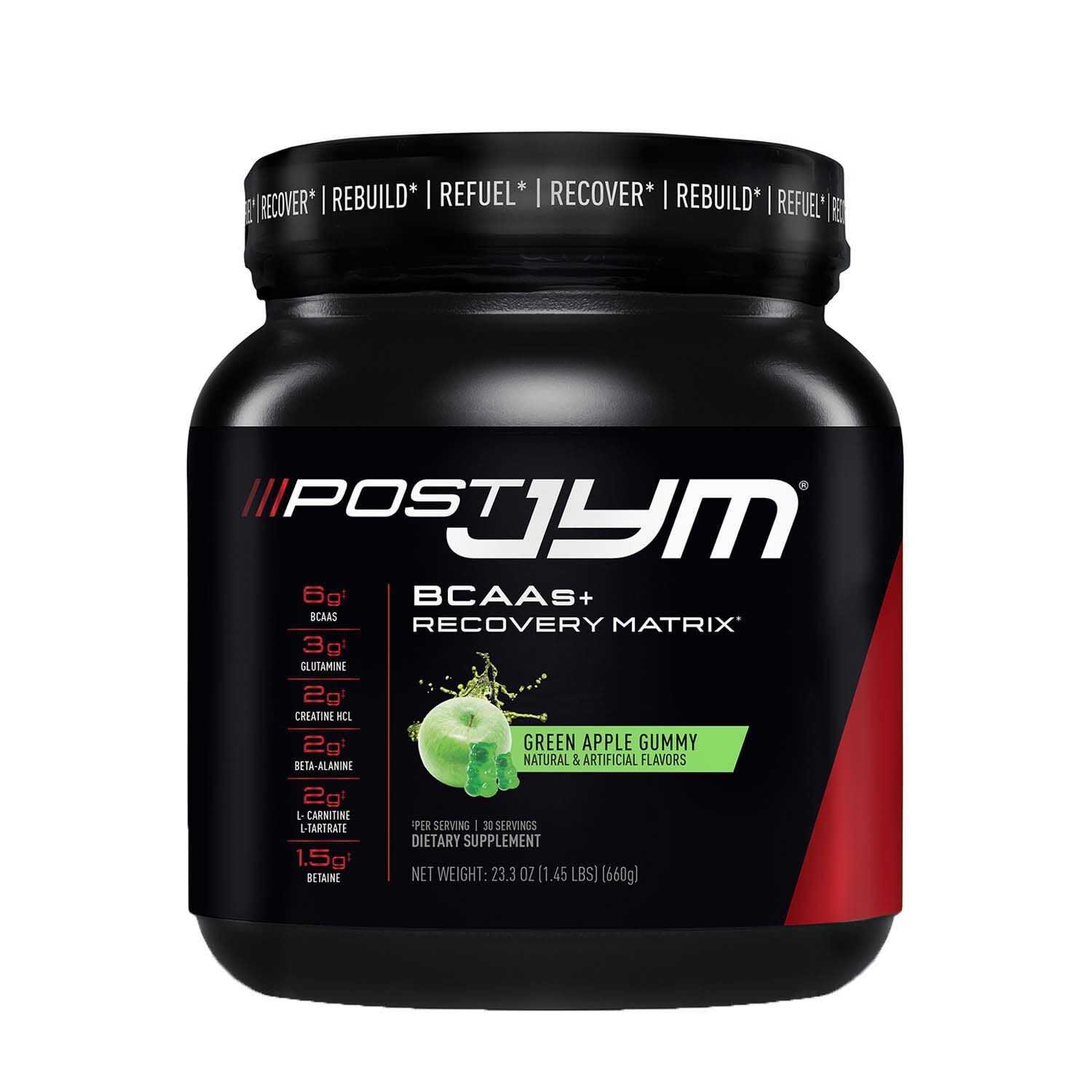 Jym_Post JYM_BCAAs Green Apple Gummy Front Tub
