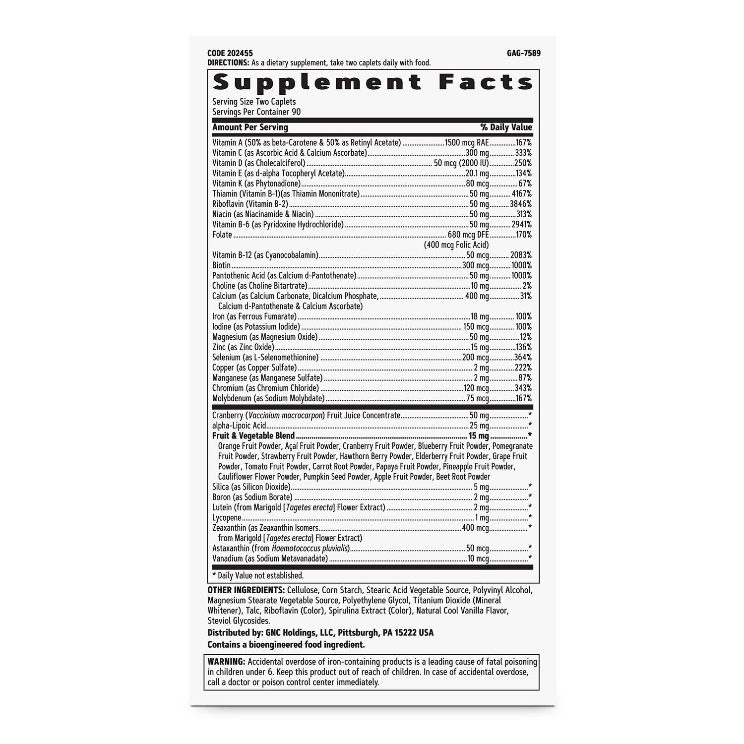 Ultra Mega&reg; Multivitamin - 180 Caplets (90-Day Supply)  | GNC