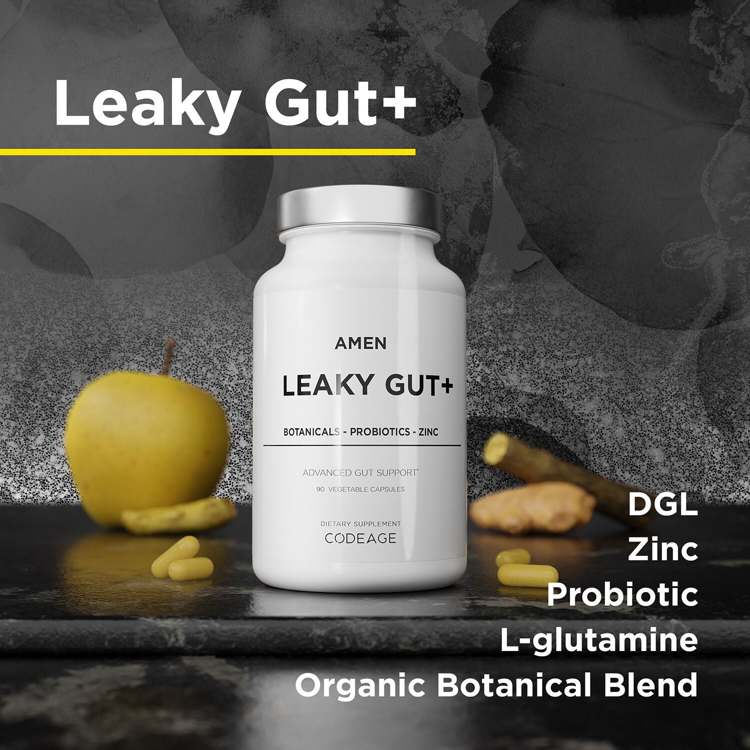 Amen Leaky Gut+ - 90 Veggie Capsules (30 Servings)  | GNC