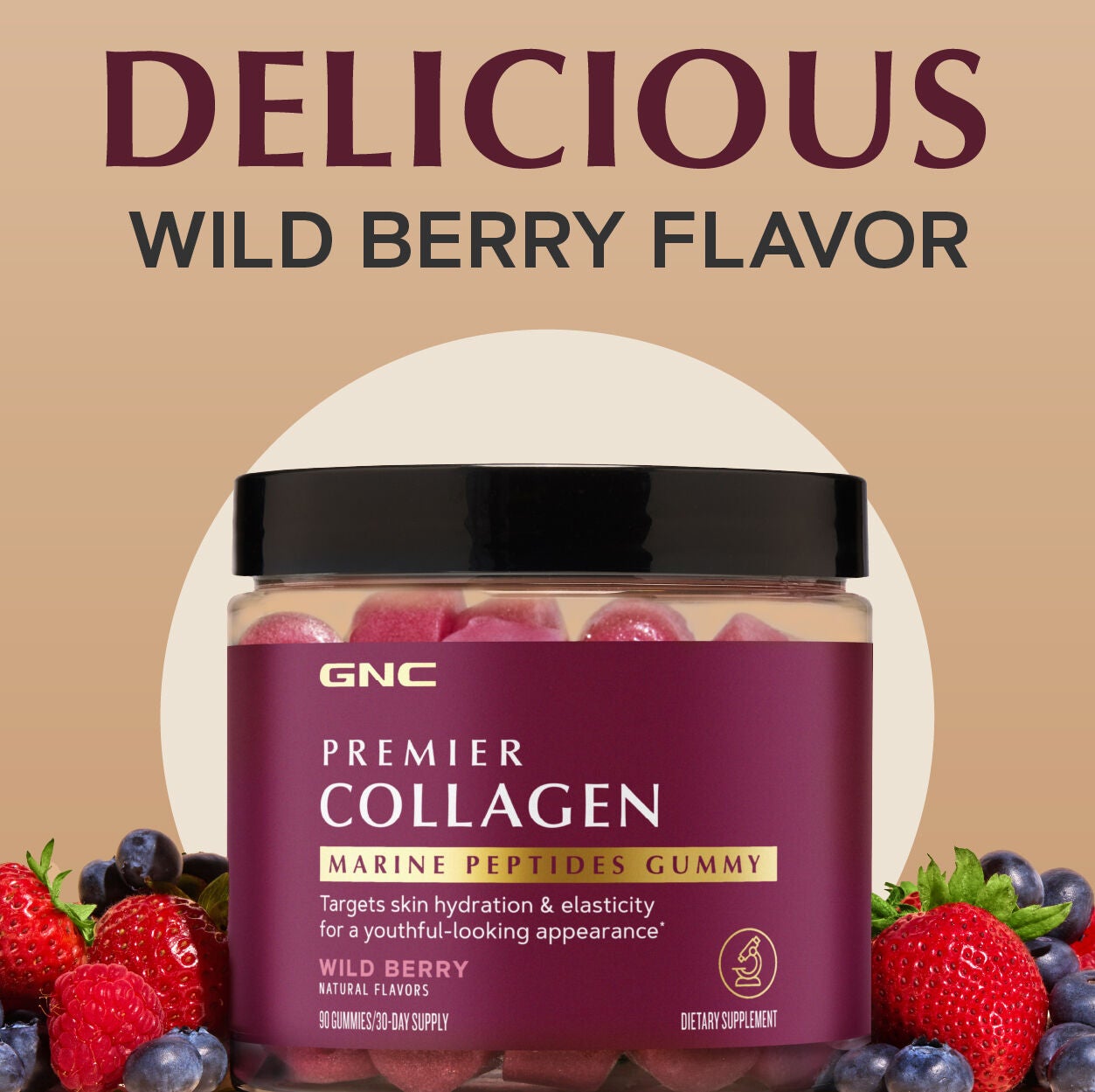 Premier Collagen Marine Peptides Gummy - Wild Berry - 90 Gummies (30 Servings)  | GNC