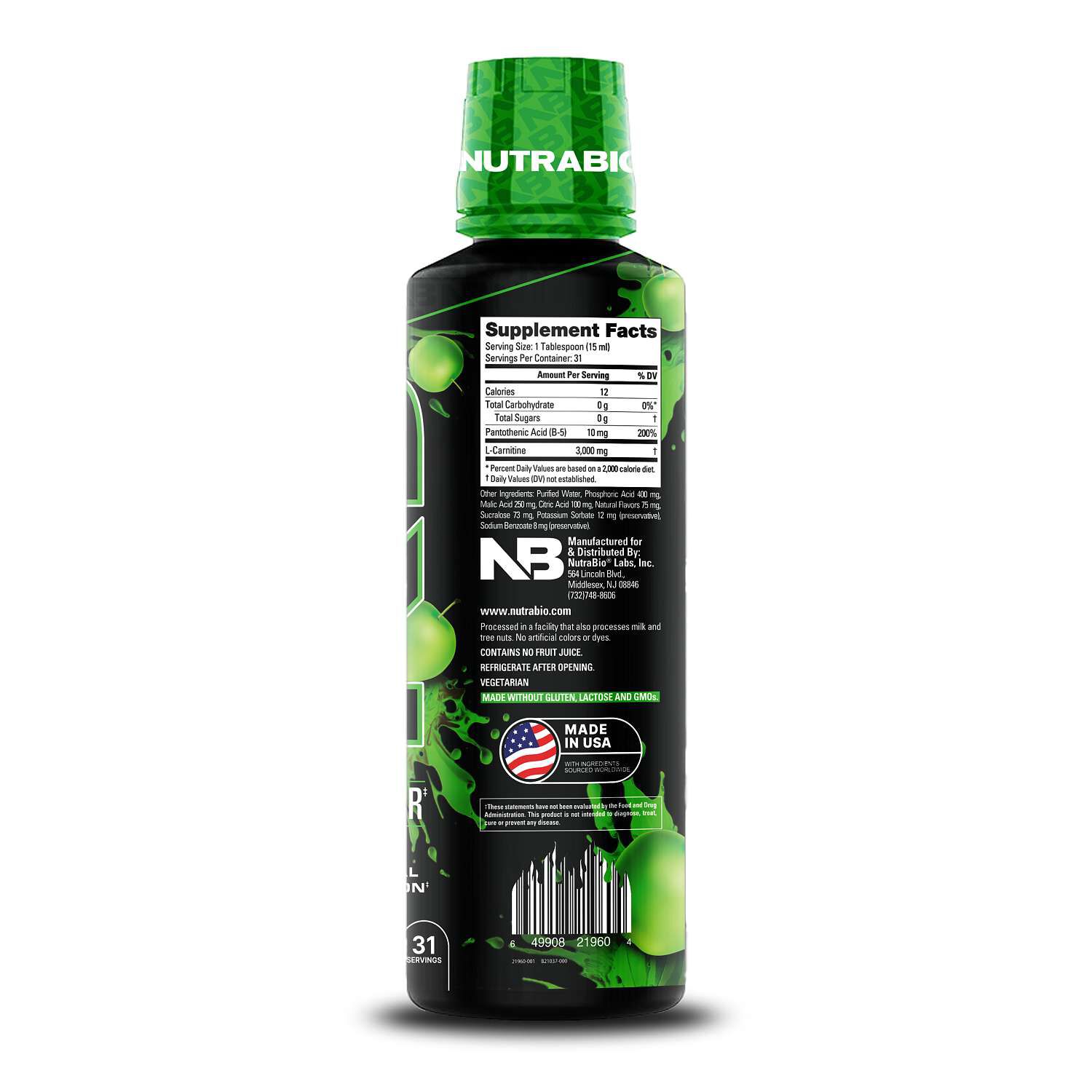 L-Carnitine 3000 - Green Apple - 16 fl oz (31 Servings)  | GNC