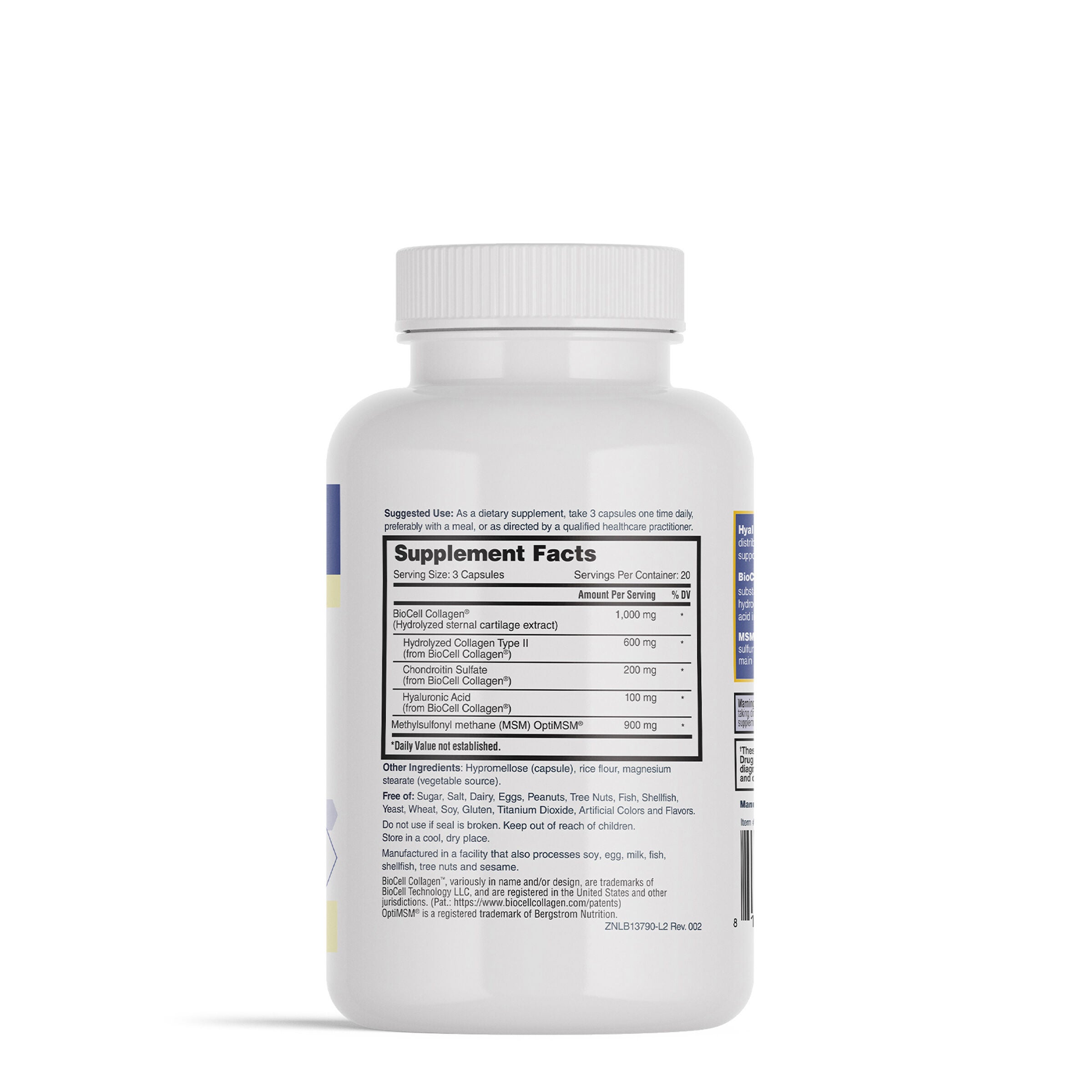 Hyaluronic Acid with BioCell Collagen &amp; MSM -  60 Capsules (20 Servings)  | GNC