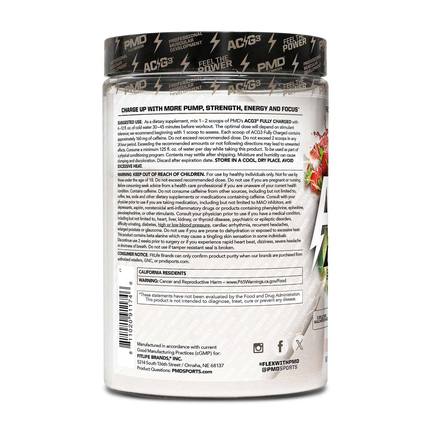 ACG3 Fully Charged Pre-Workout - Strawberry Margarita (30 Servings)