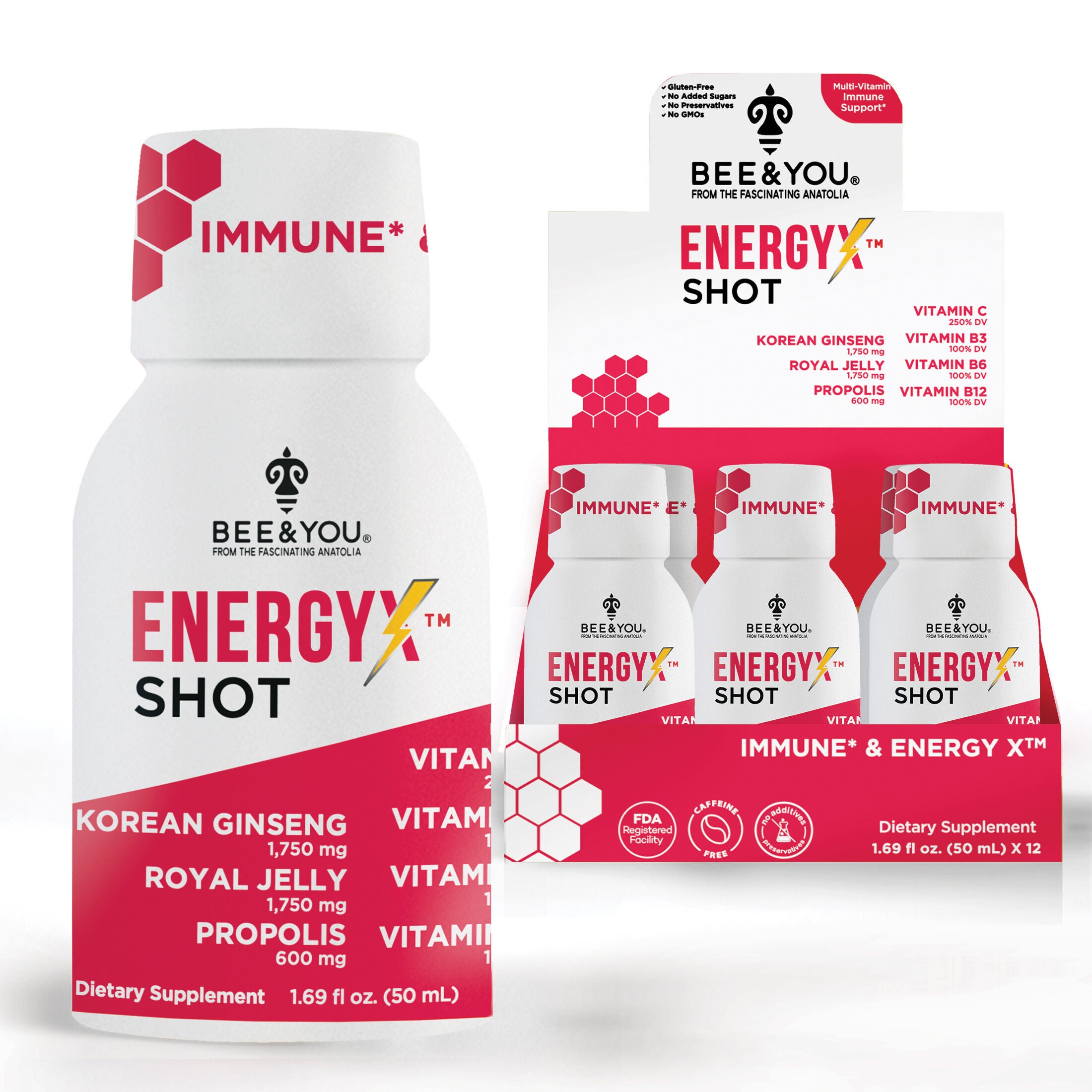 Natural Energy Shot with Ginseng (Caffeine Free) - 1.69 oz. (12 Bottles)  | GNC