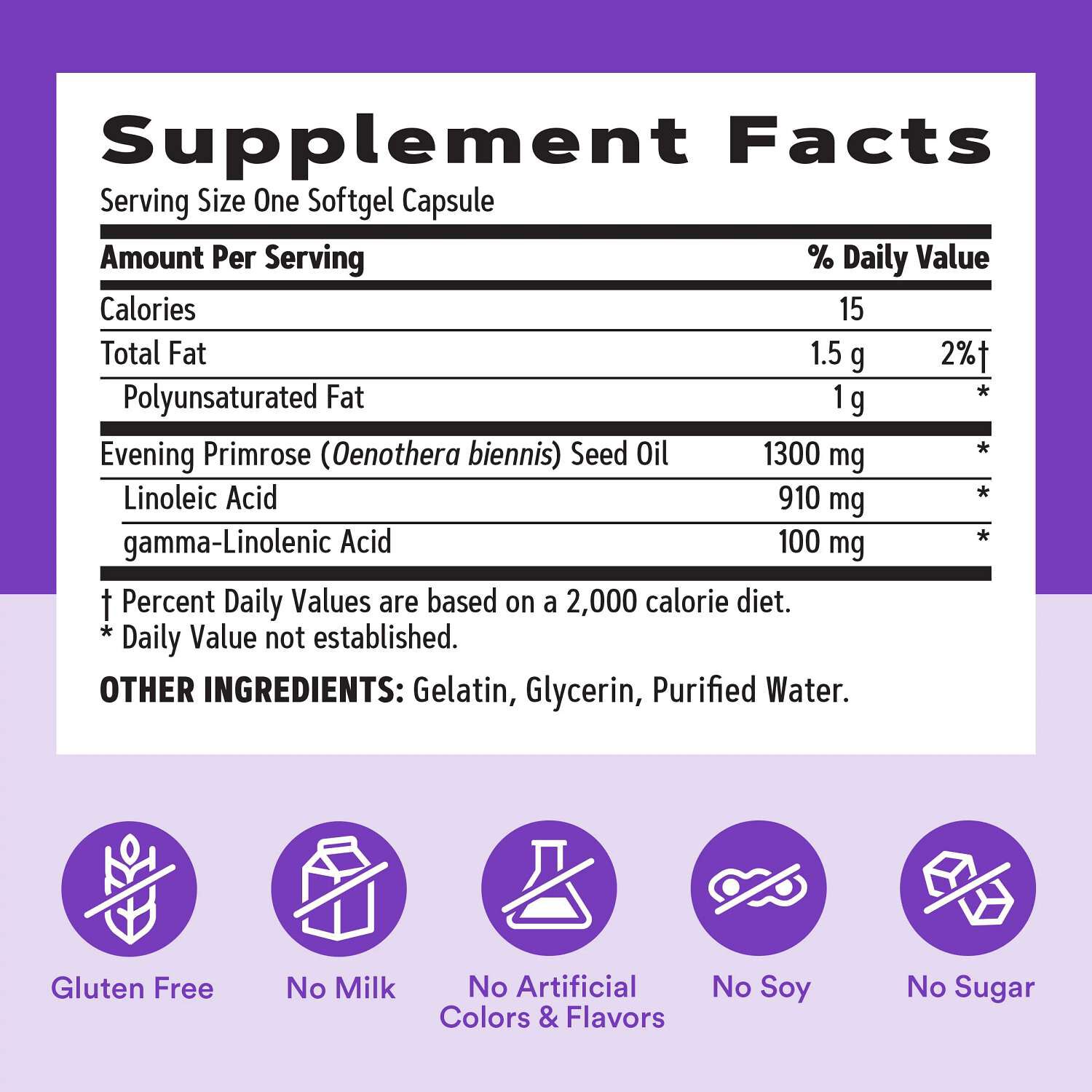 Evening Primrose Oil 1300mg - 90 Softgels (90 Servings)