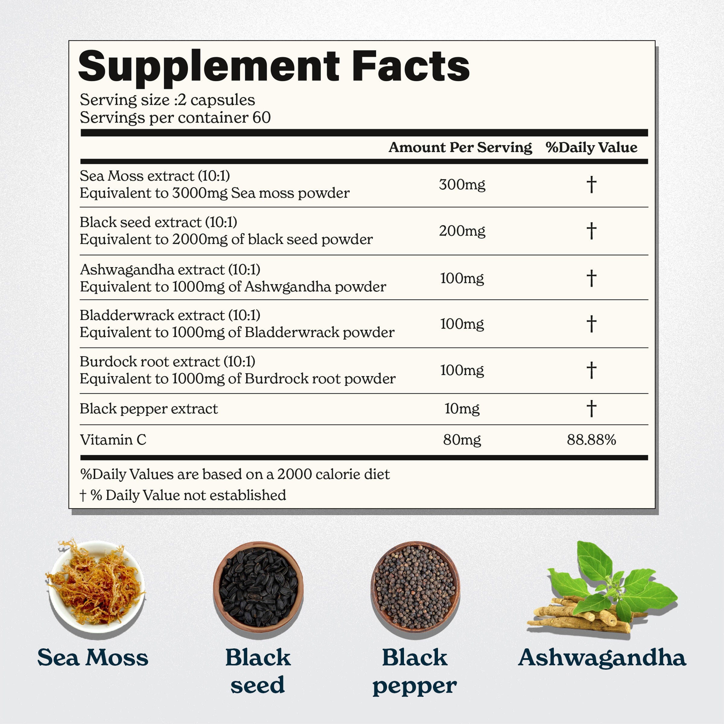Sea Moss - 120 Capsules (60 Servings)  | GNC