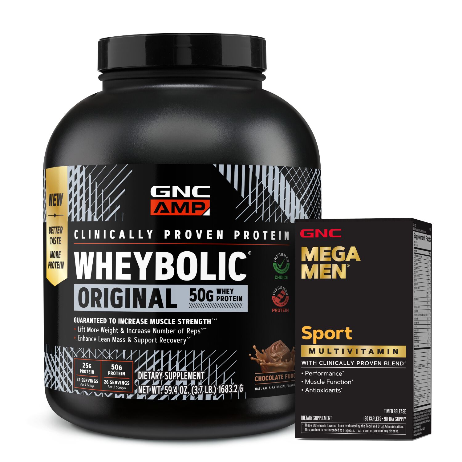 GNC AMP Wheybolic + Mega Men Sport Stack  | GNC