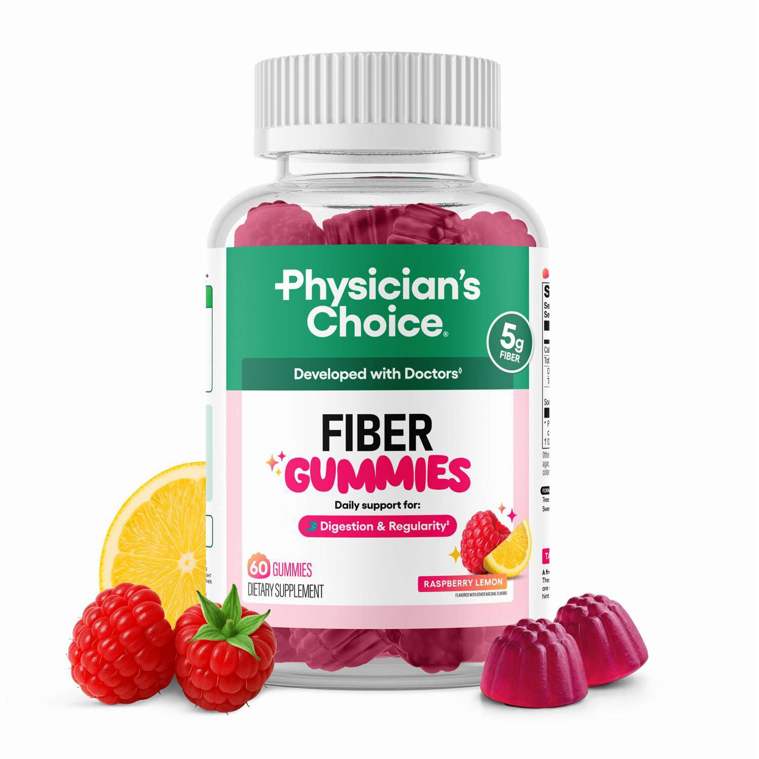 Fiber Gummies - Raspberry Lemon - 60 Gummies (30 Servings)