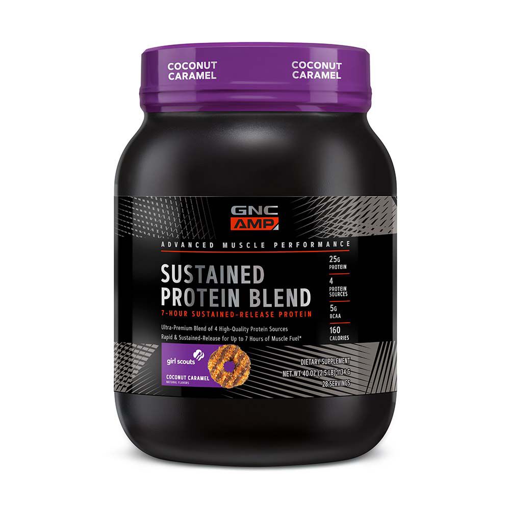 Gnc Amp Sustained Protein Blend Girl Scout Coconut Caramel Gnc