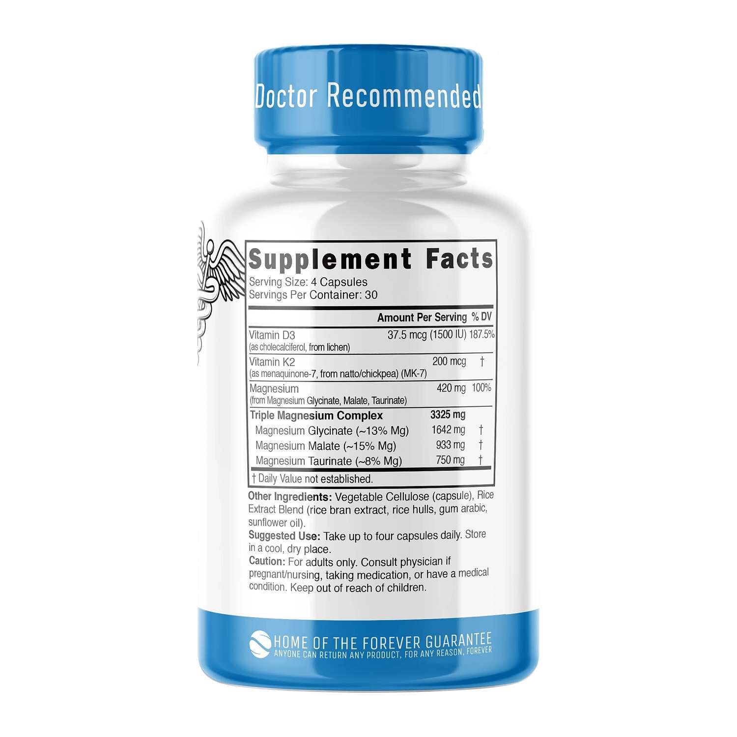 D3 &amp; K2 Triple Magnesium - 120 Vegan Capsules (30 Servings)  | GNC