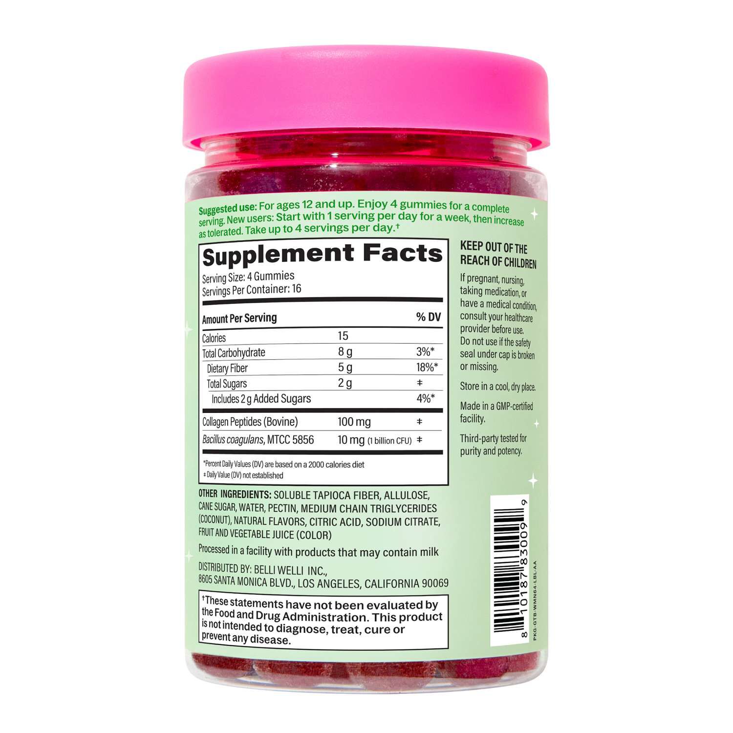 Daily Fiber Gummies - Watermelon - 64 Gummies (16 Servings)