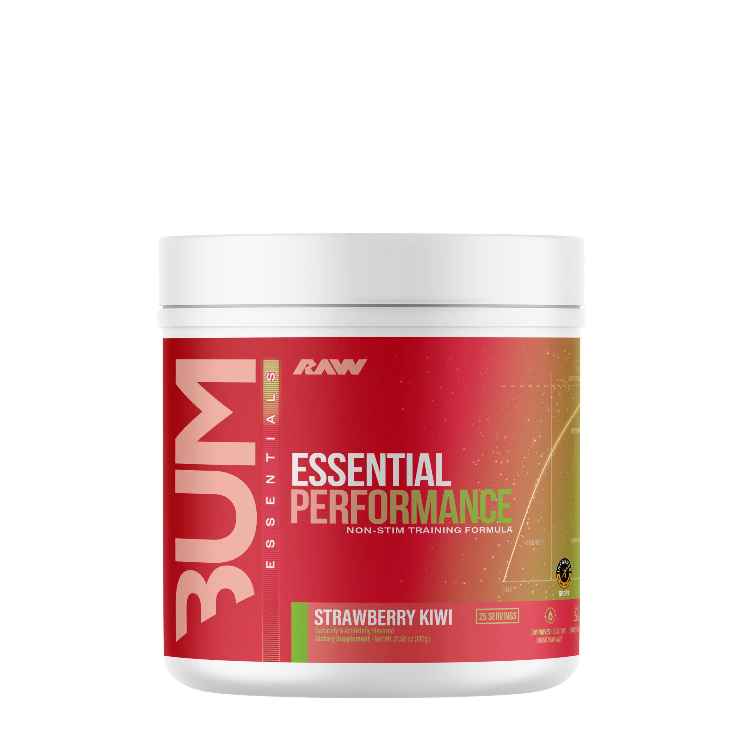 Raw Nutrition Essential Performance Non-Stim - Strawberry Kiwi (25 Servings)