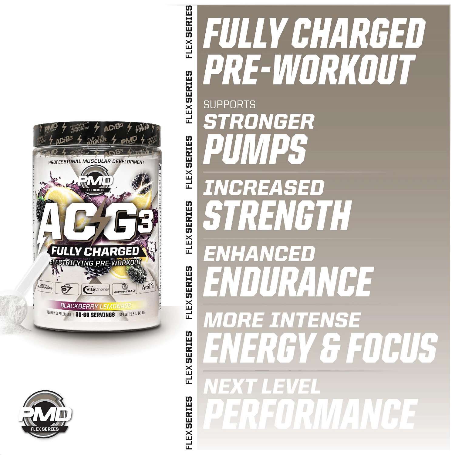 ACG3 Fully Charged Pre-Workout - Blackberry Lemonade (30-60 Servings) Blackberry Lemonade | GNC