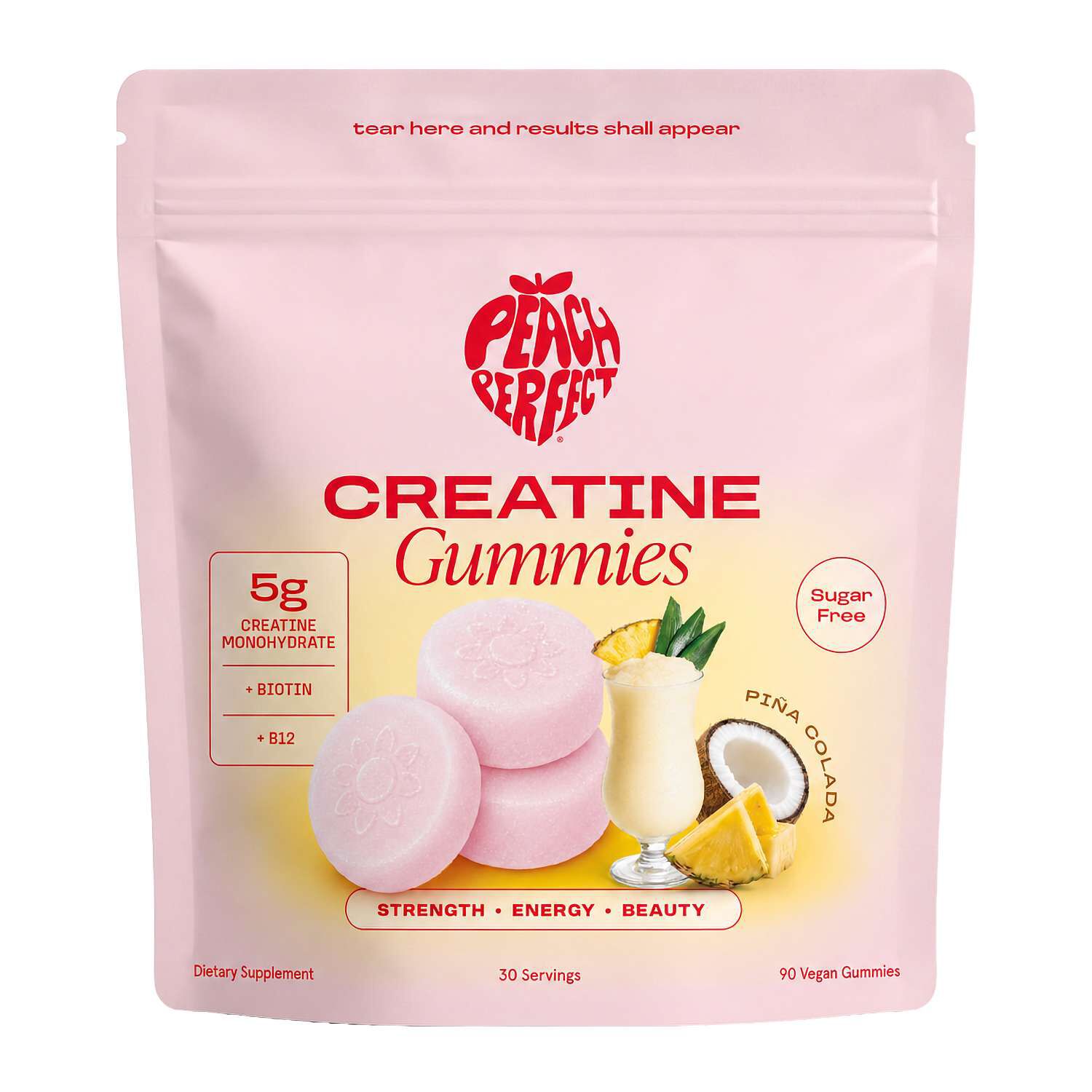 Creatine Gummies - Pi&ntilde;a Colada - 90 Vegan Gummies (30 Servings)  | GNC