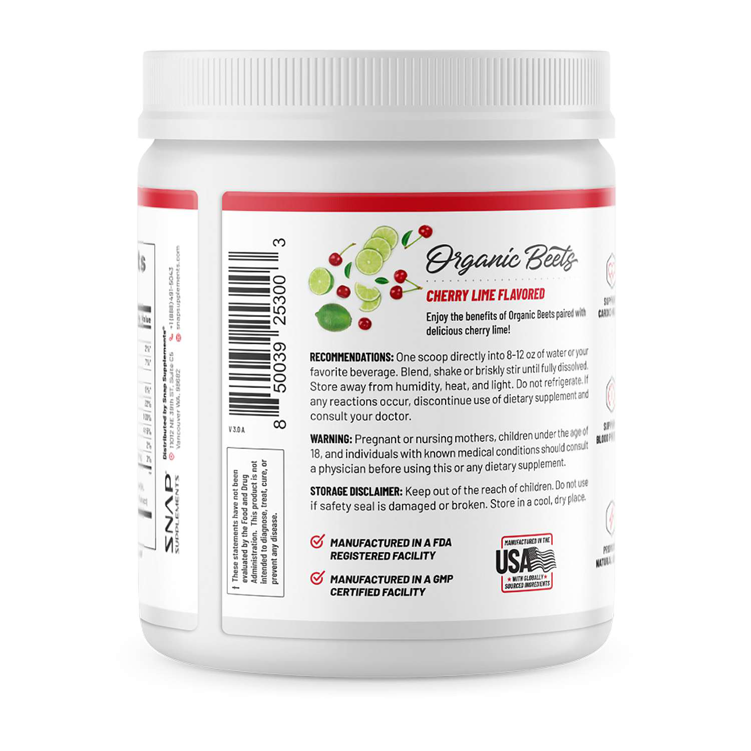 Nitric Oxide Organic Beets - Cherry Lime - 8.8 oz. (30 Servings)  | GNC