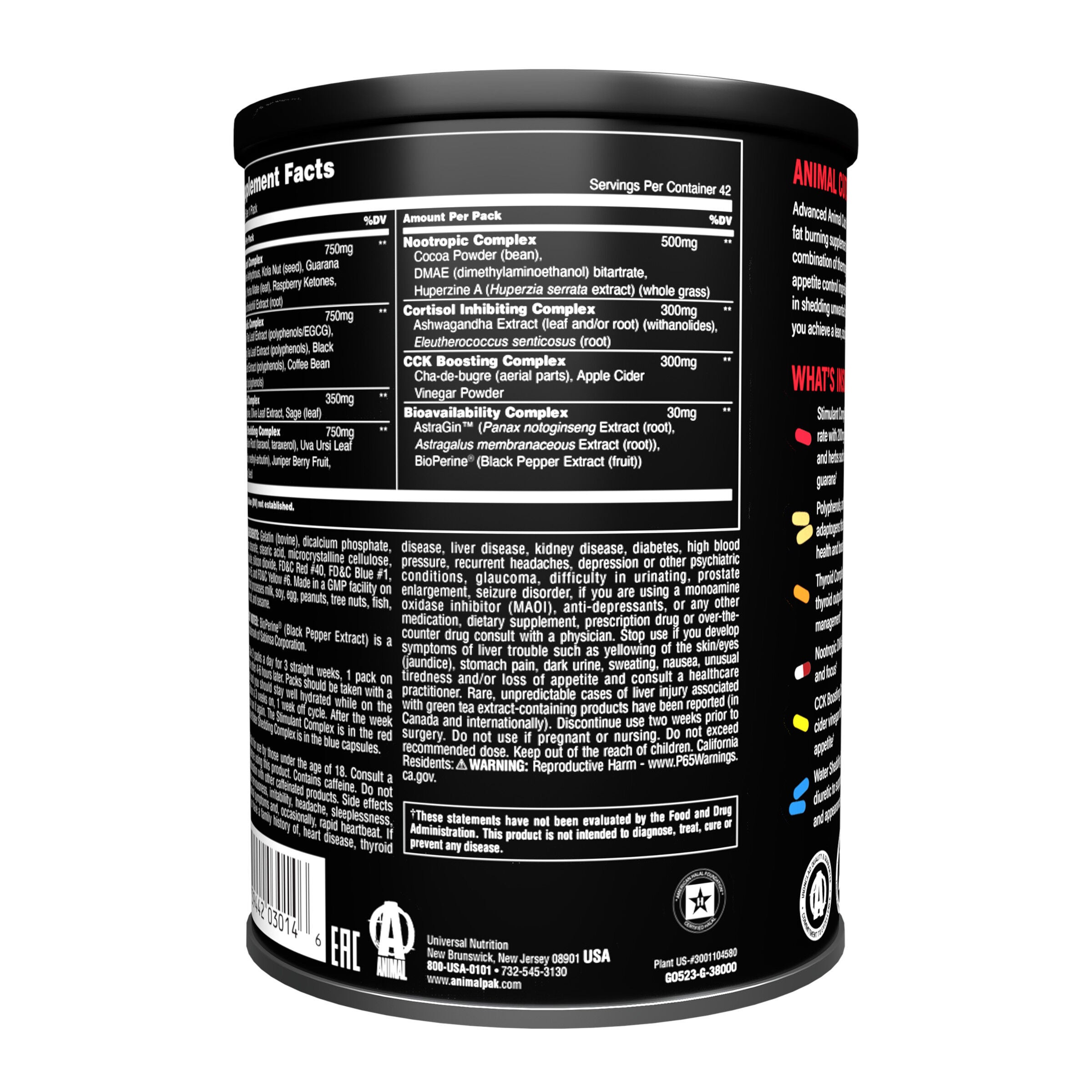 Animal Advanced Cuts Pill Packs - 42 Packs (21 Servings)  | GNC