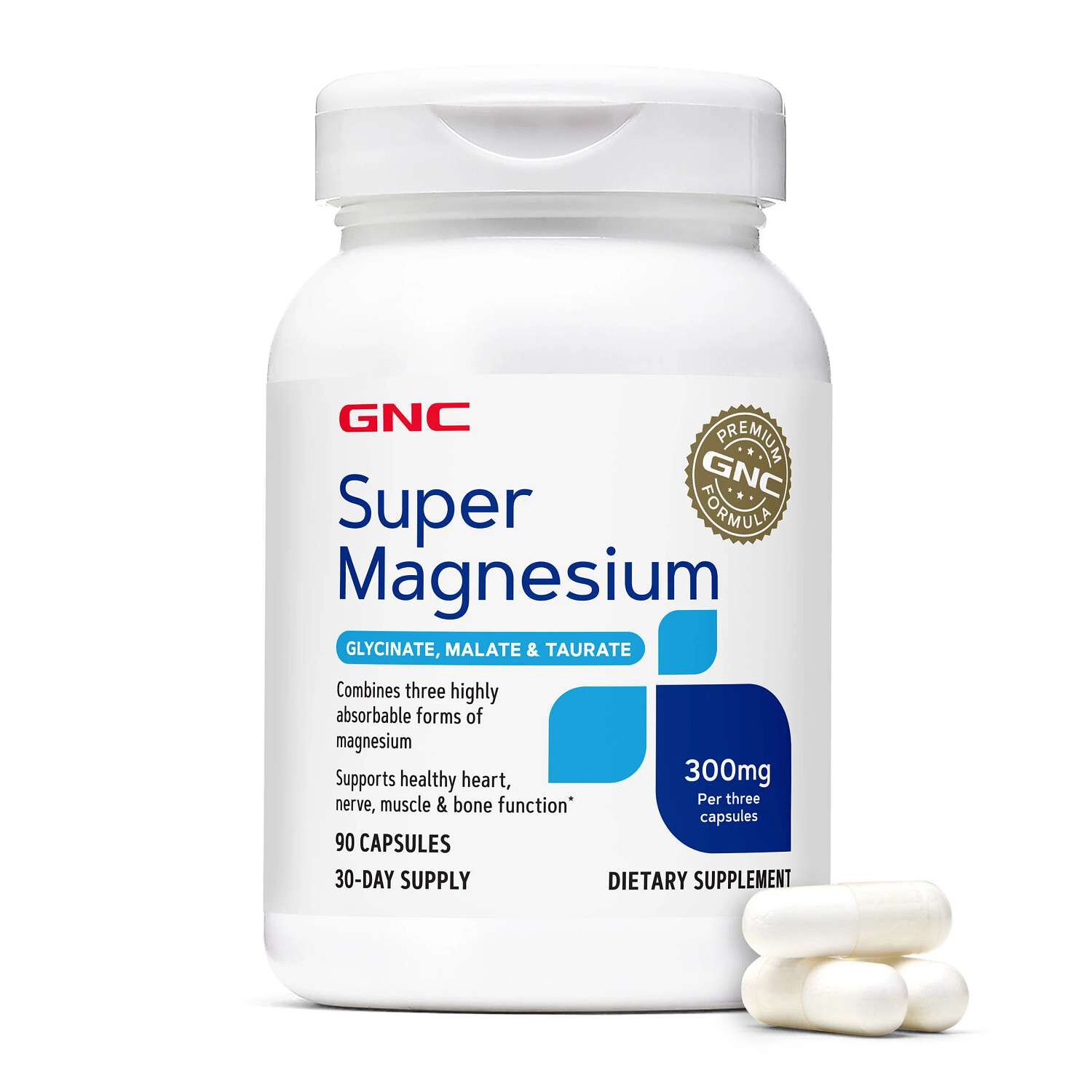 Super Magnesium 300mg - 90 Capsules (30 Servings)  | GNC