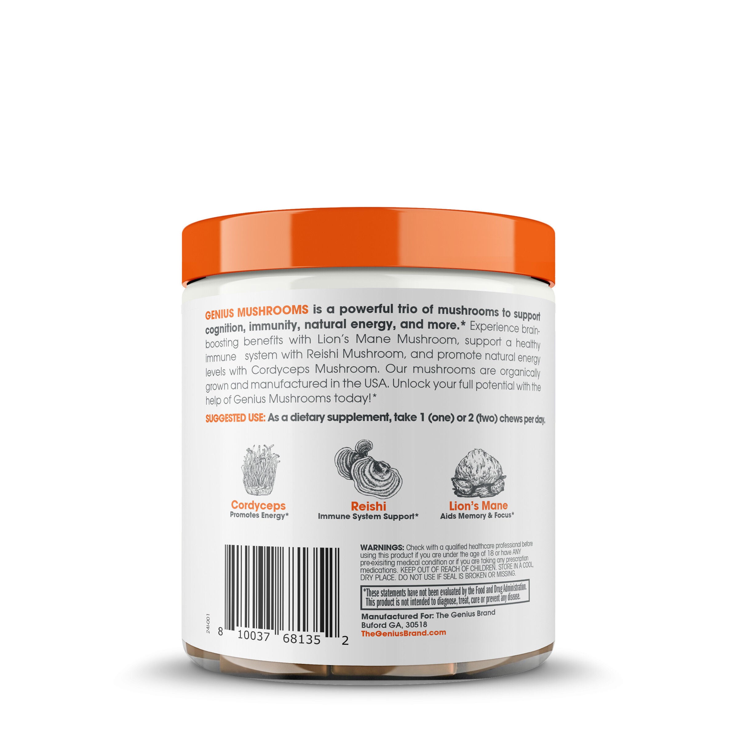 Genius Mushroom Chews - Butter Toffee - 60 Chews (60 Servings)  | GNC